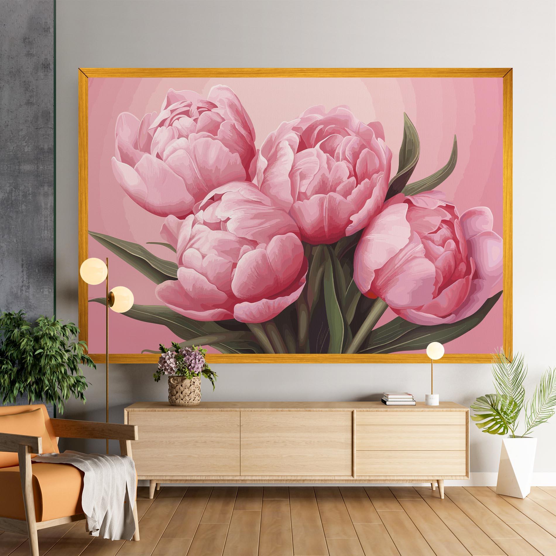 Leinwandbild Peony On Pink mockup 9