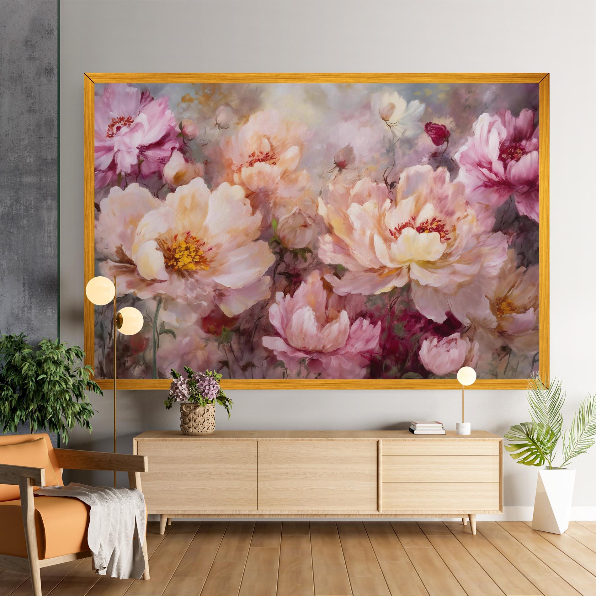 Leinwandbild Peony Painting Art mockup 9