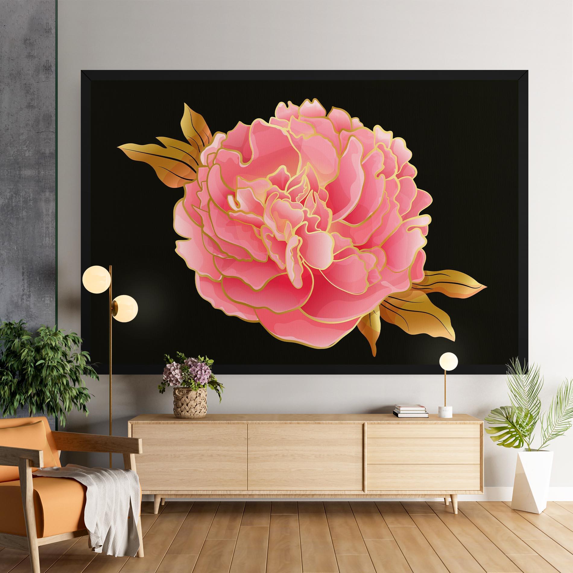 Leinwandbild Gold Pinkk Peony mockup 9