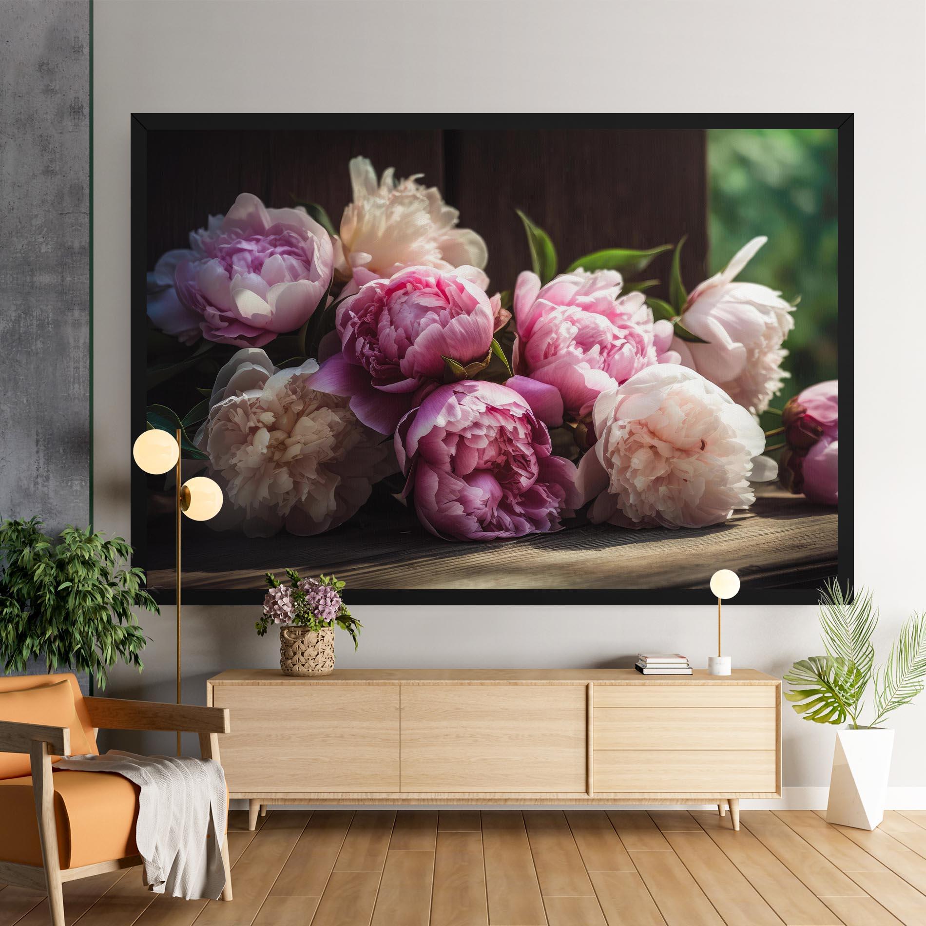 Leinwandbild Peonies On The Table mockup 9