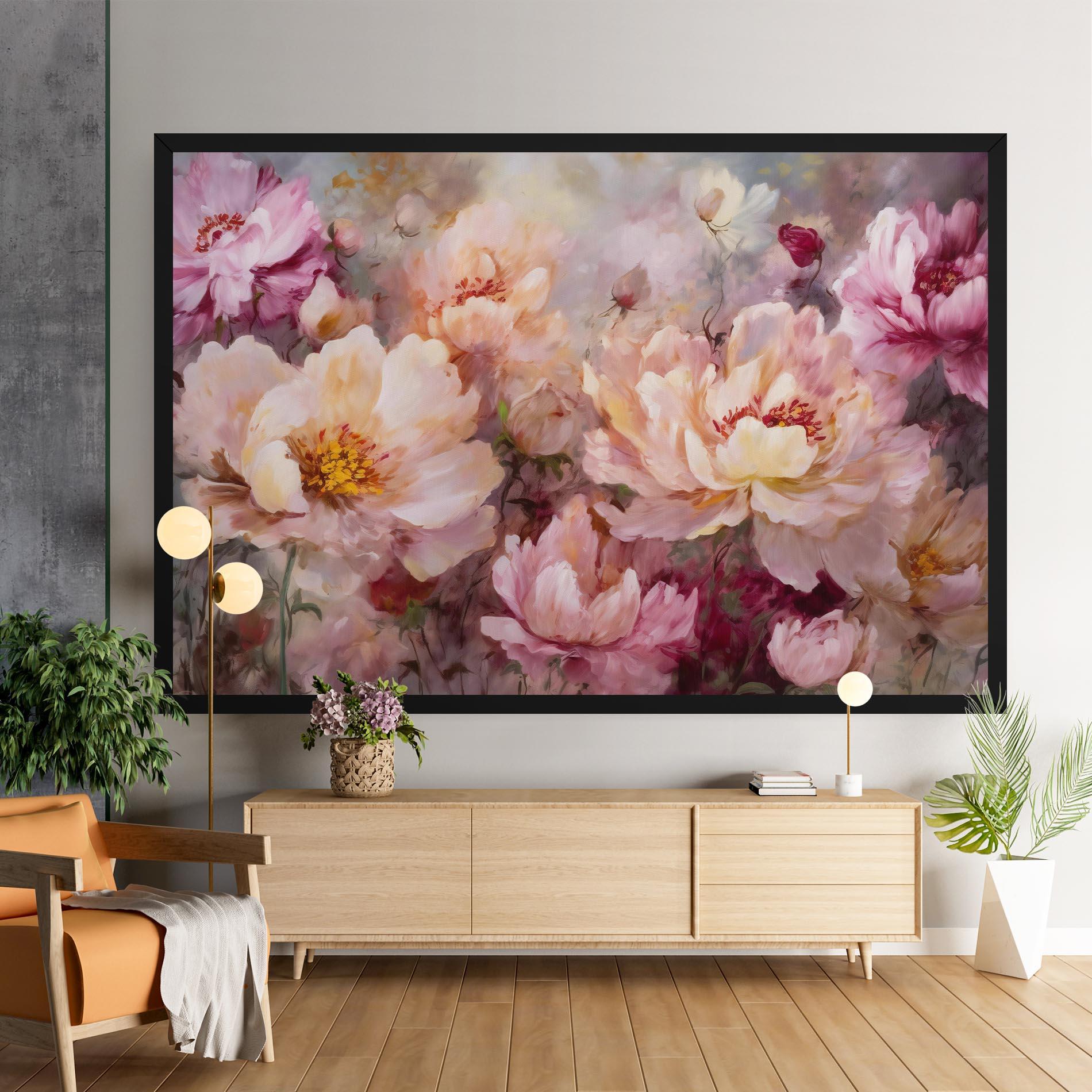 Leinwandbild Peony Painting Art mockup 9