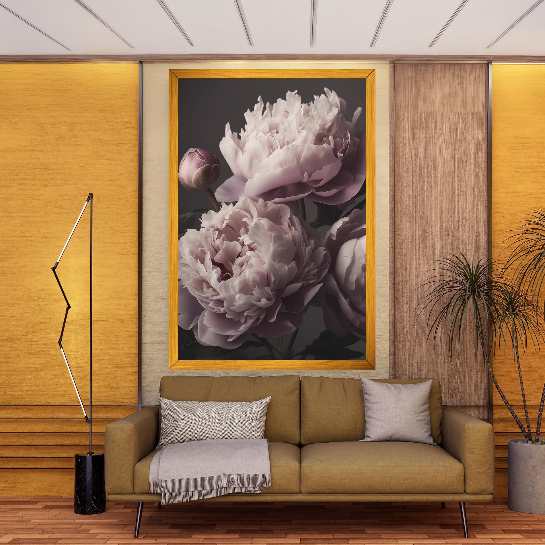 Leinwandbild Grey Pastel Pink Peony mockup 9