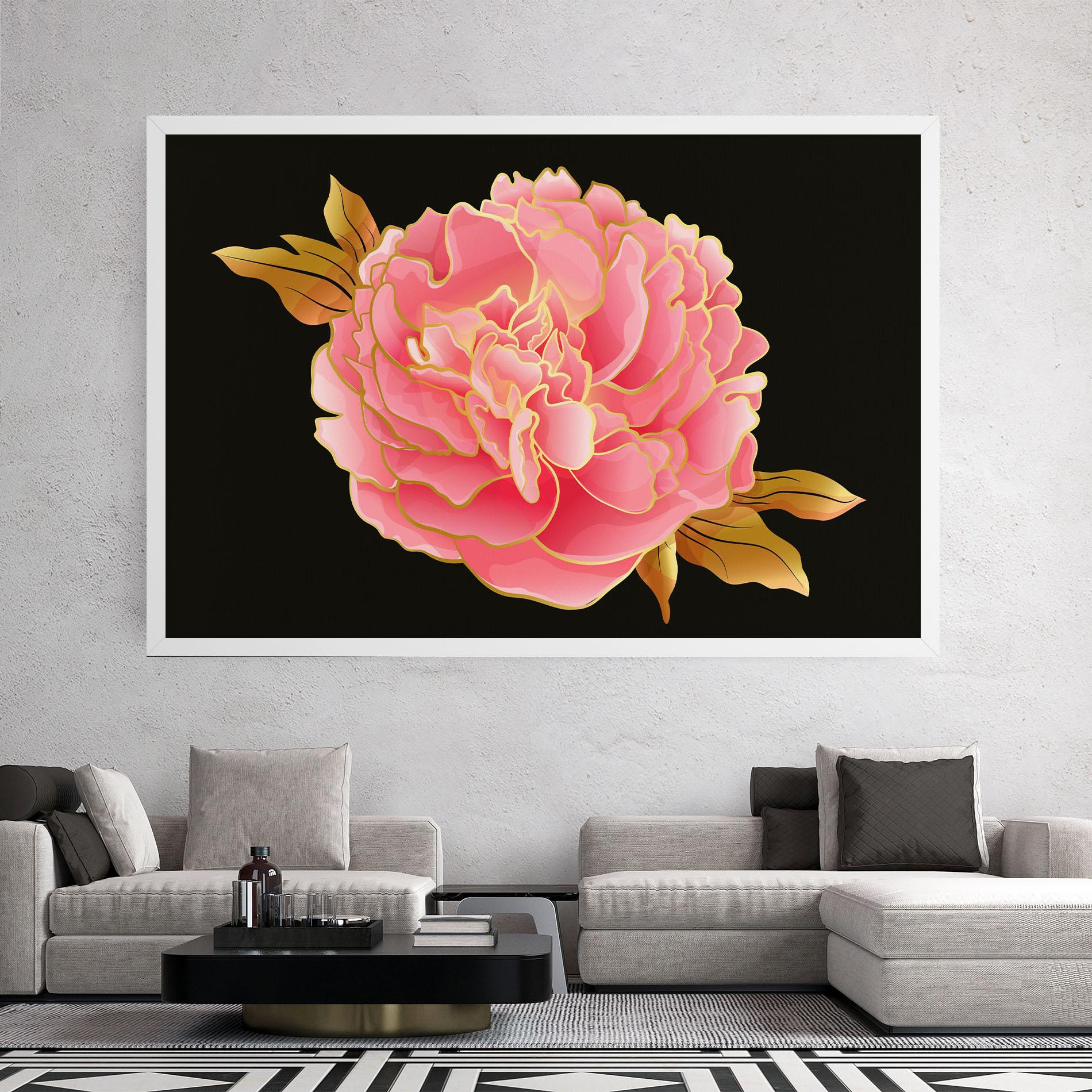 Leinwandbild Gold Pinkk Peony mockup 2