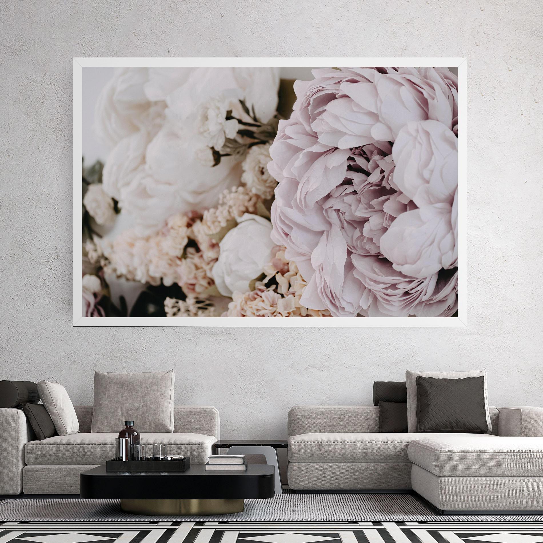 Leinwandbild Grey Peony Bouquet mockup 2
