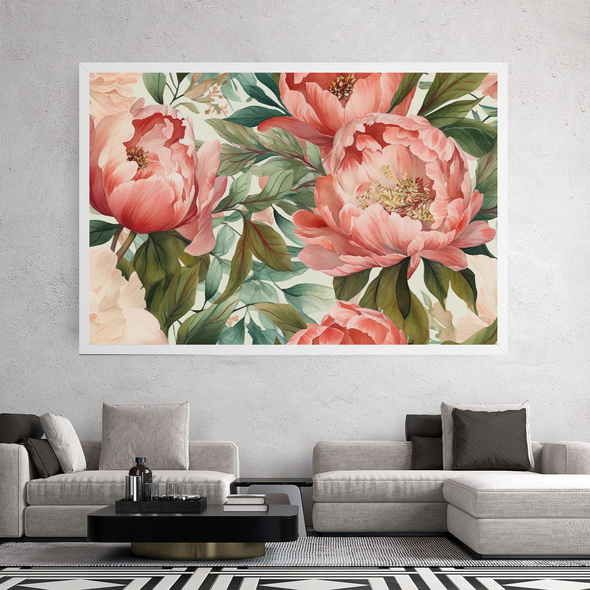 Leinwandbild Light Red Peony mockup 2