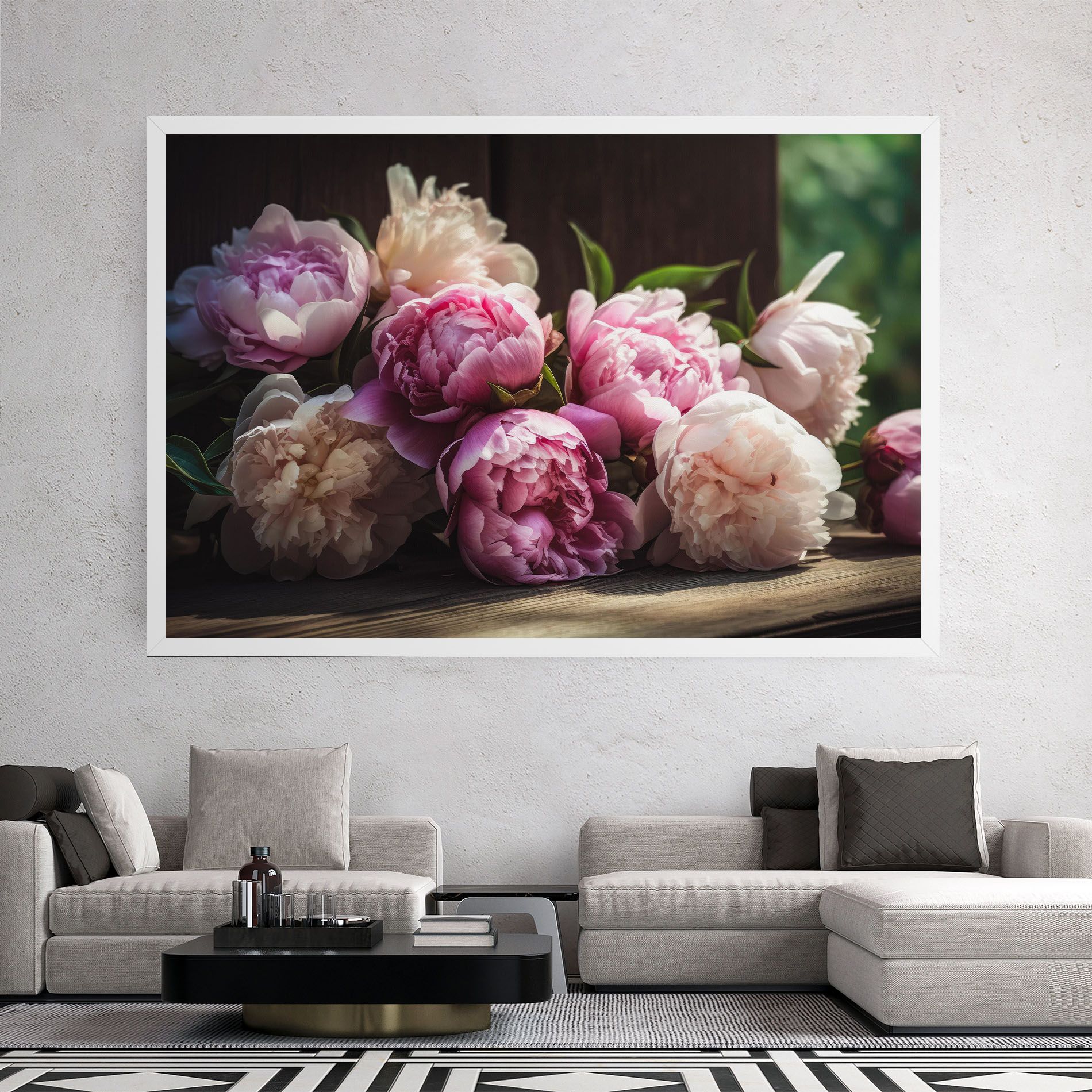 Peonies On The Table mockup 2