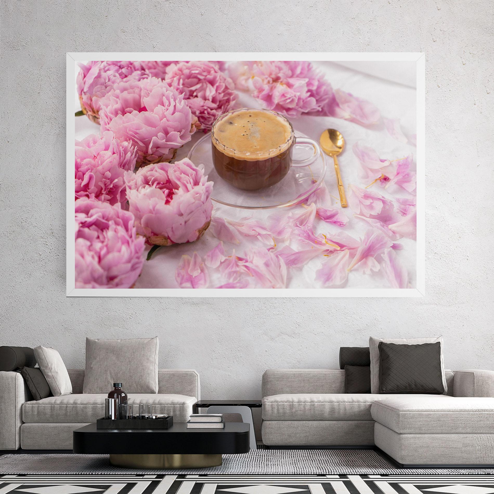 Leinwandbild Peony And Coffee mockup 2