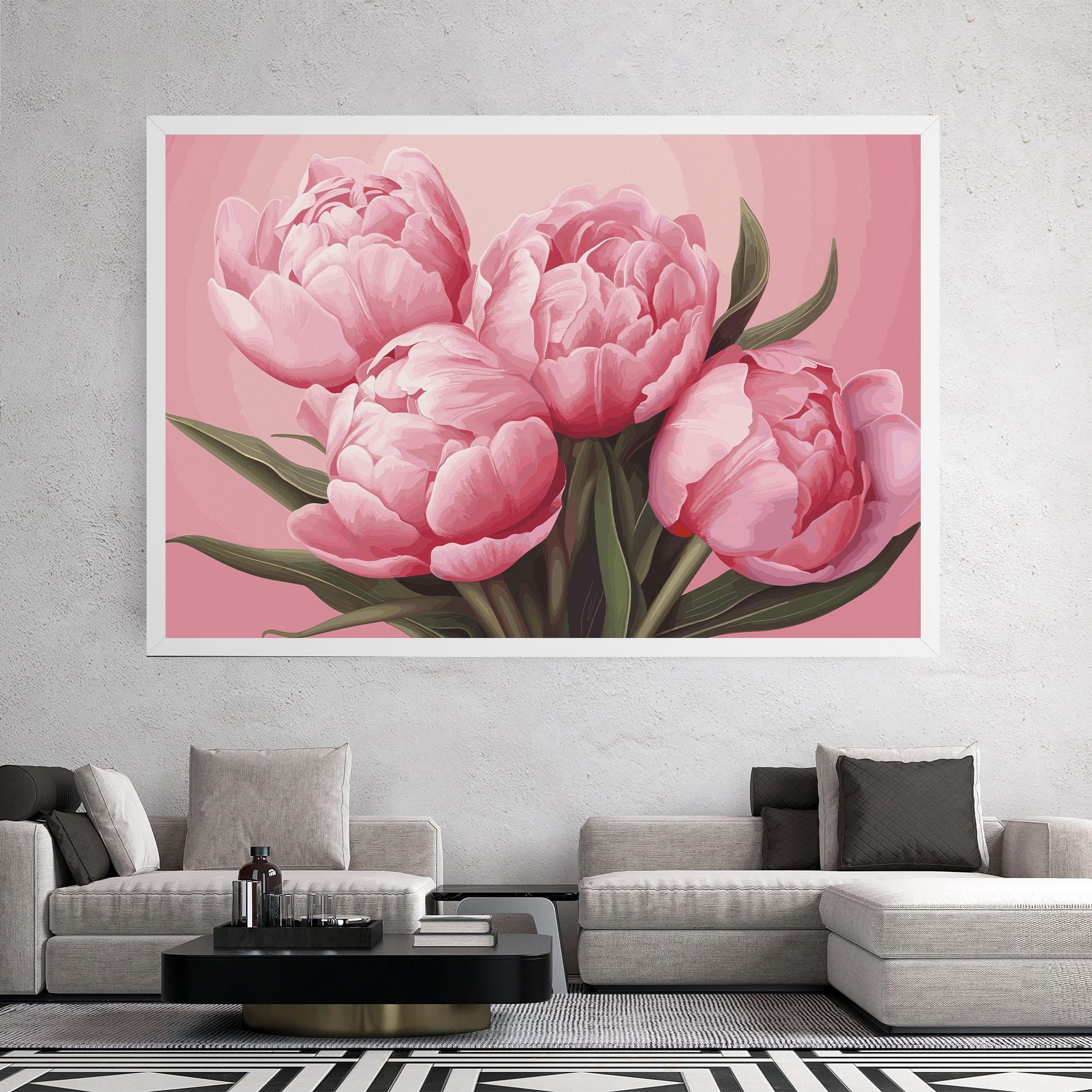 Leinwandbild Peony On Pink mockup 2