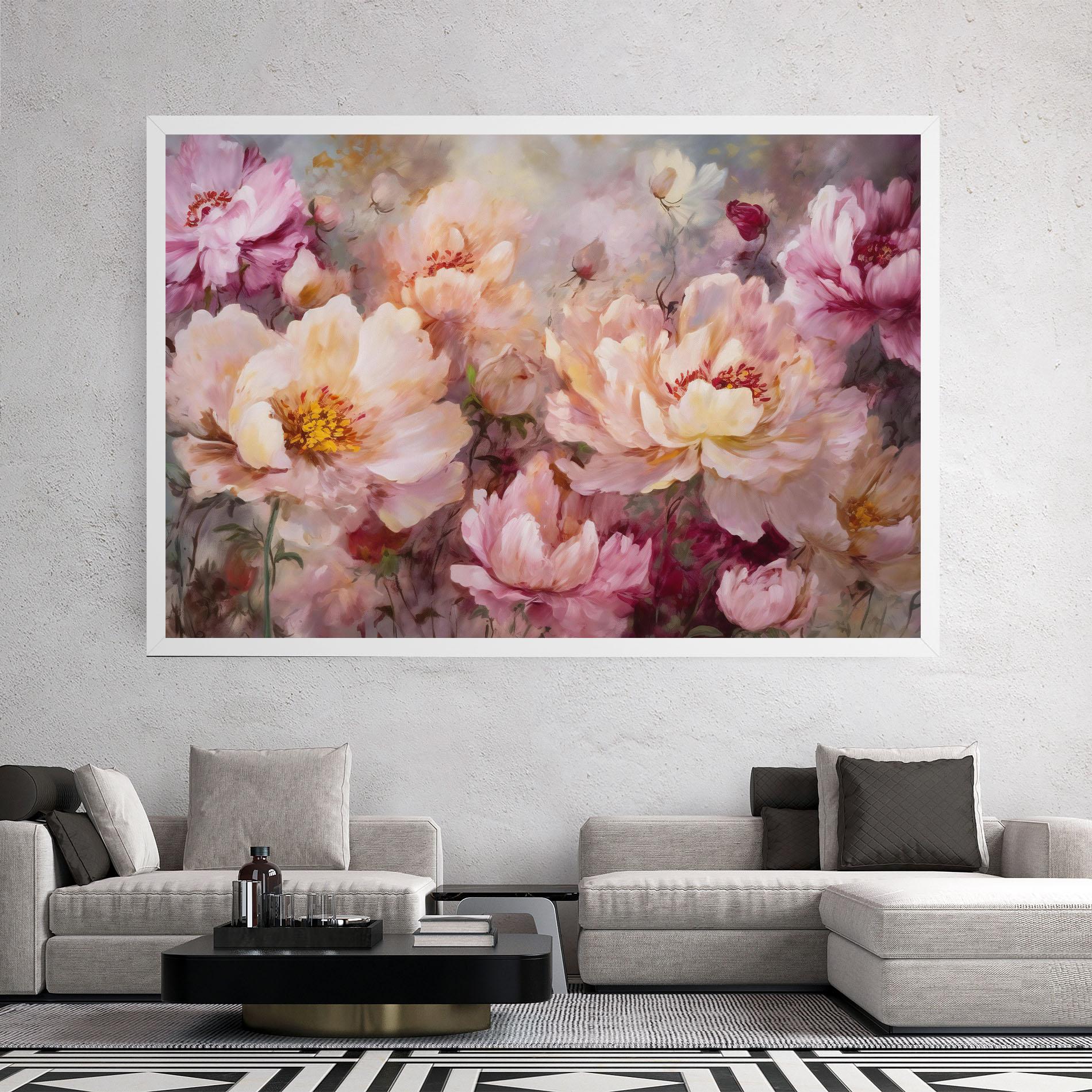 Leinwandbild Peony Painting Art mockup 2