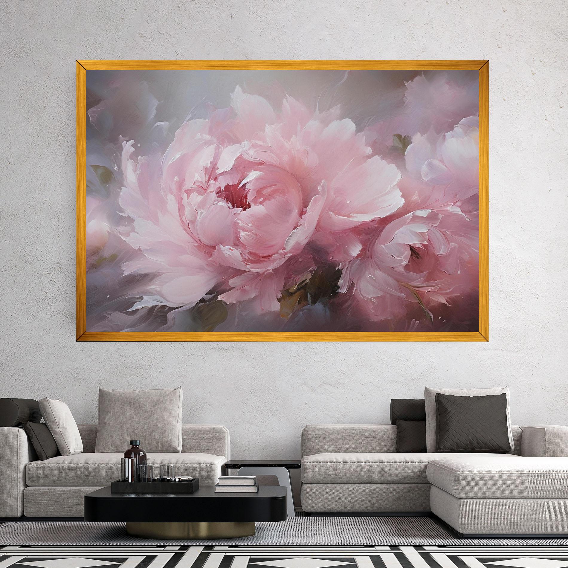 Leinwandbild Dreamy Painting Peony mockup 2