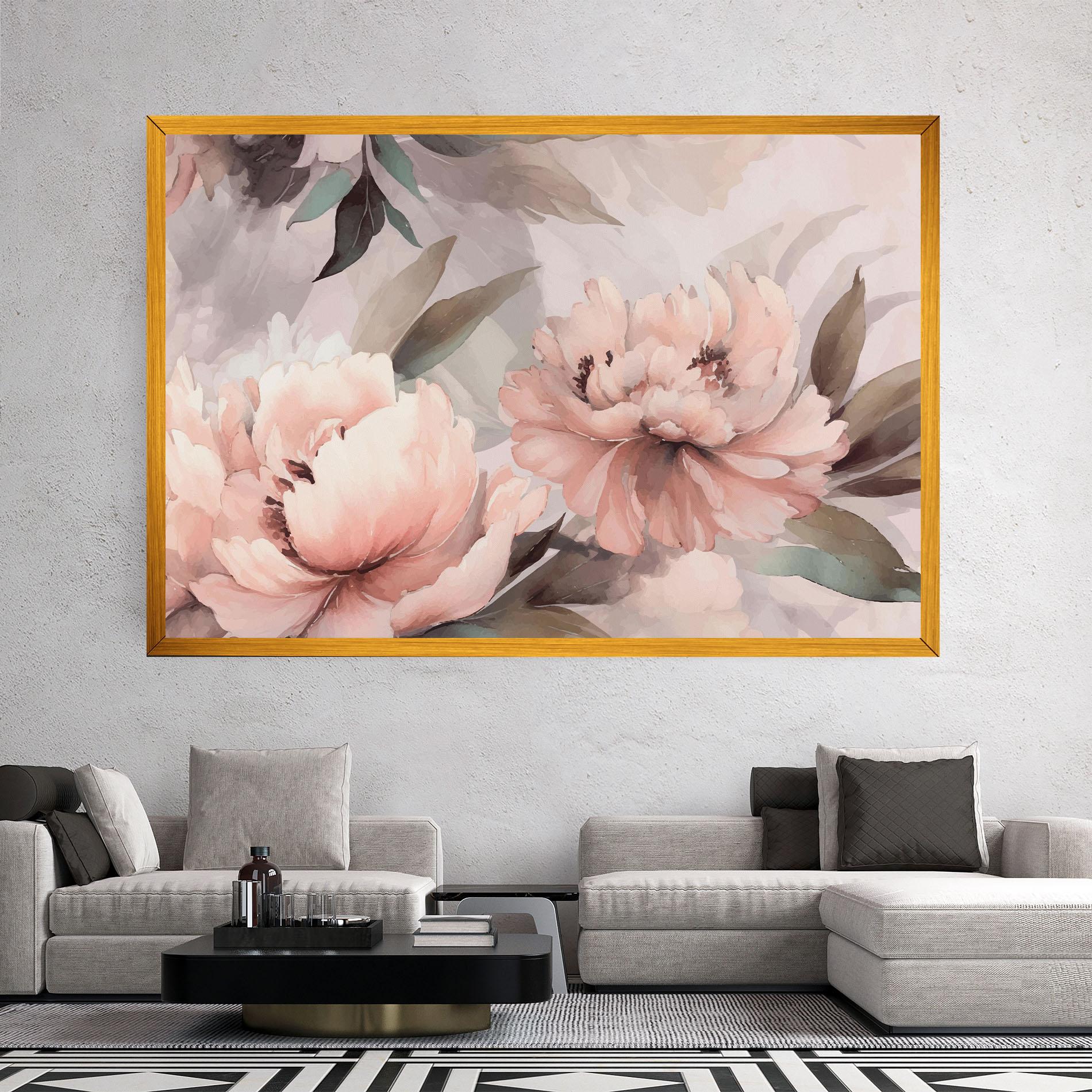 Leinwandbild Dreamy Peony Art mockup 2