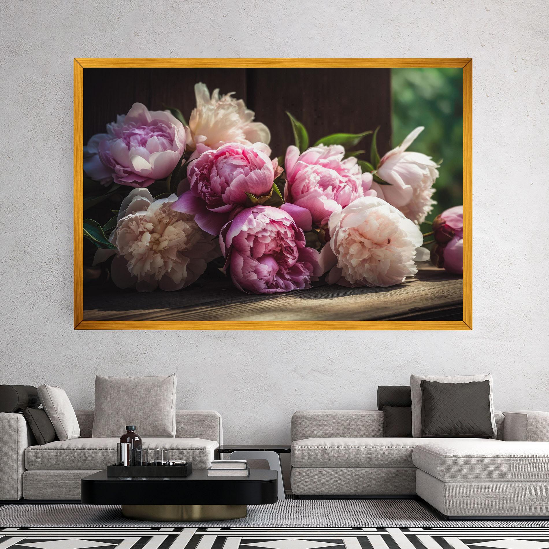 Leinwandbild Peonies On The Table mockup 2