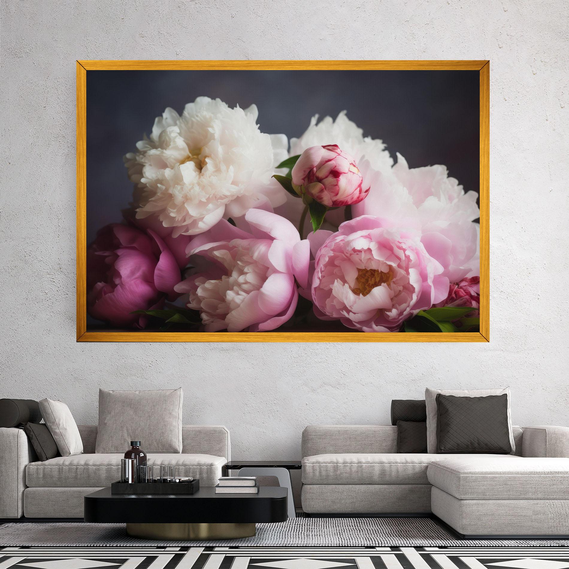 Leinwandbild Peonies With Grey mockup 2
