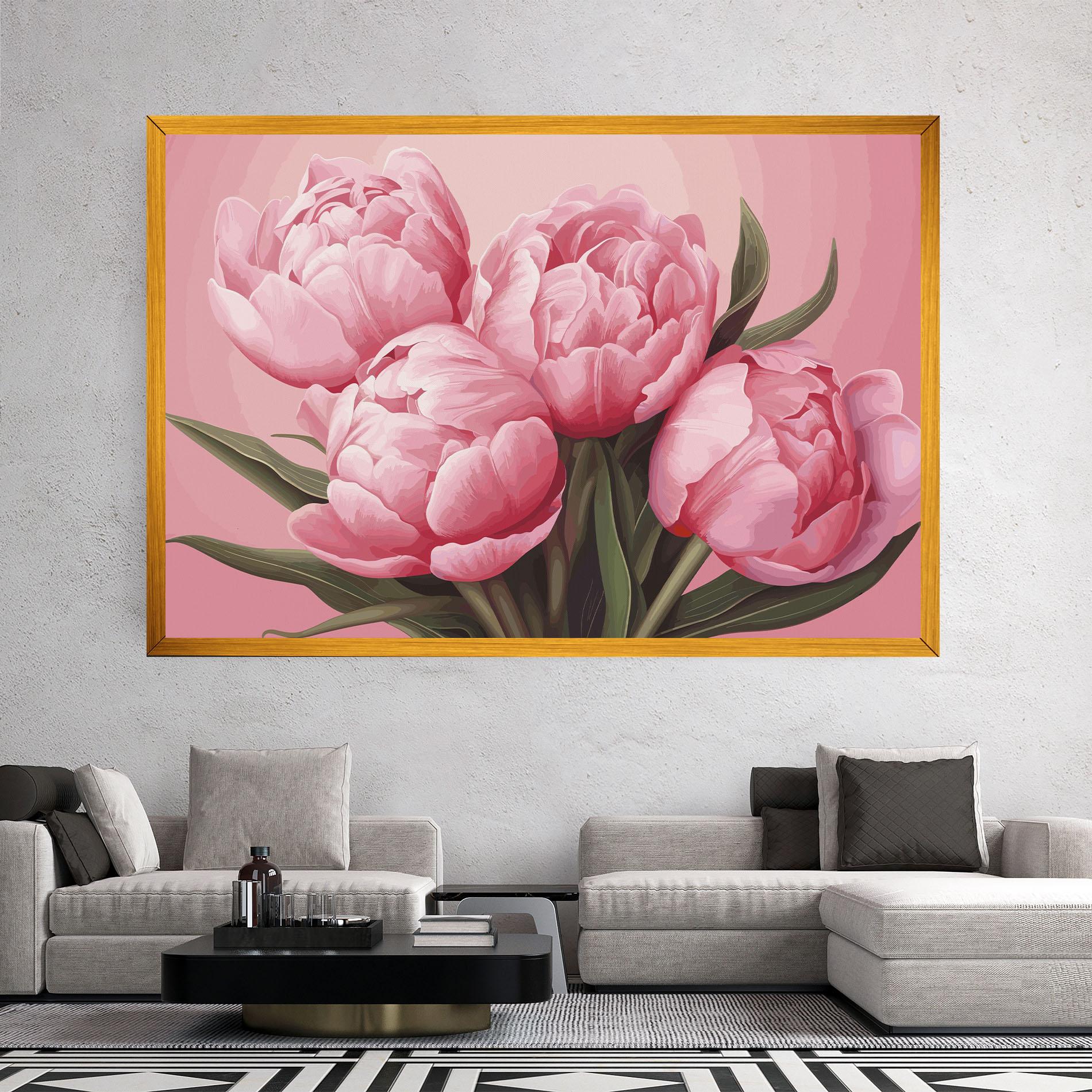Leinwandbild Peony On Pink mockup 2