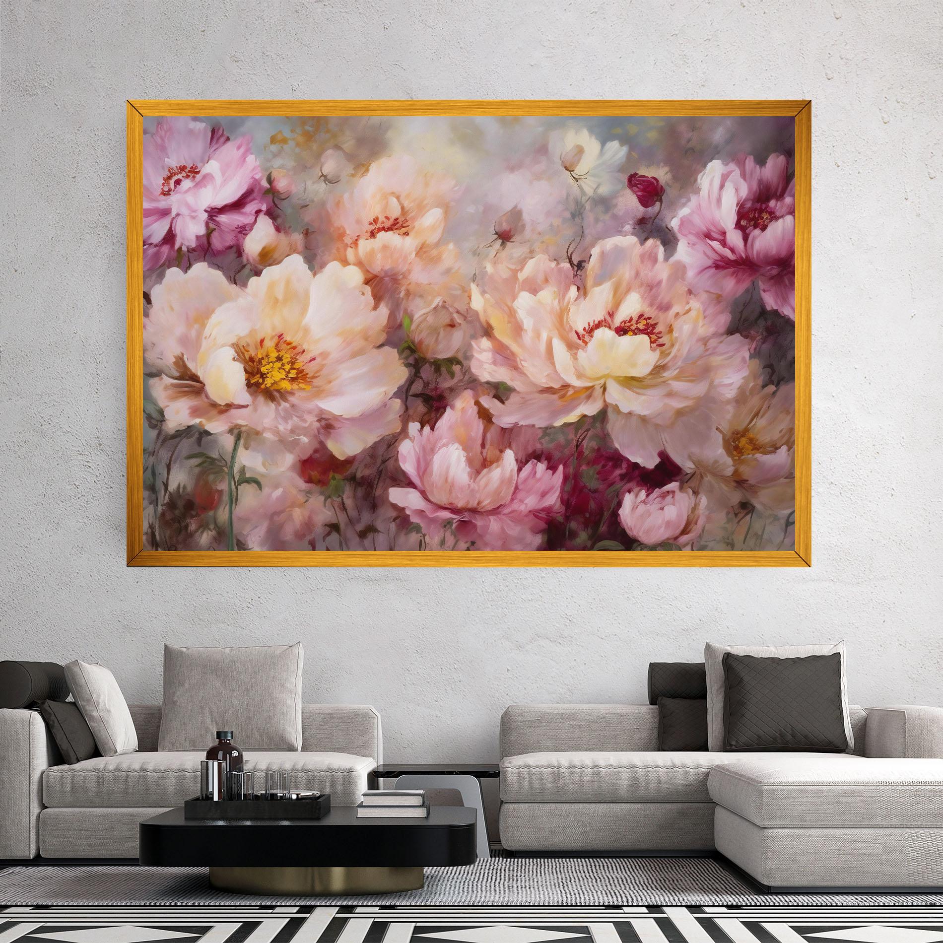 Leinwandbild Peony Painting Art mockup 2