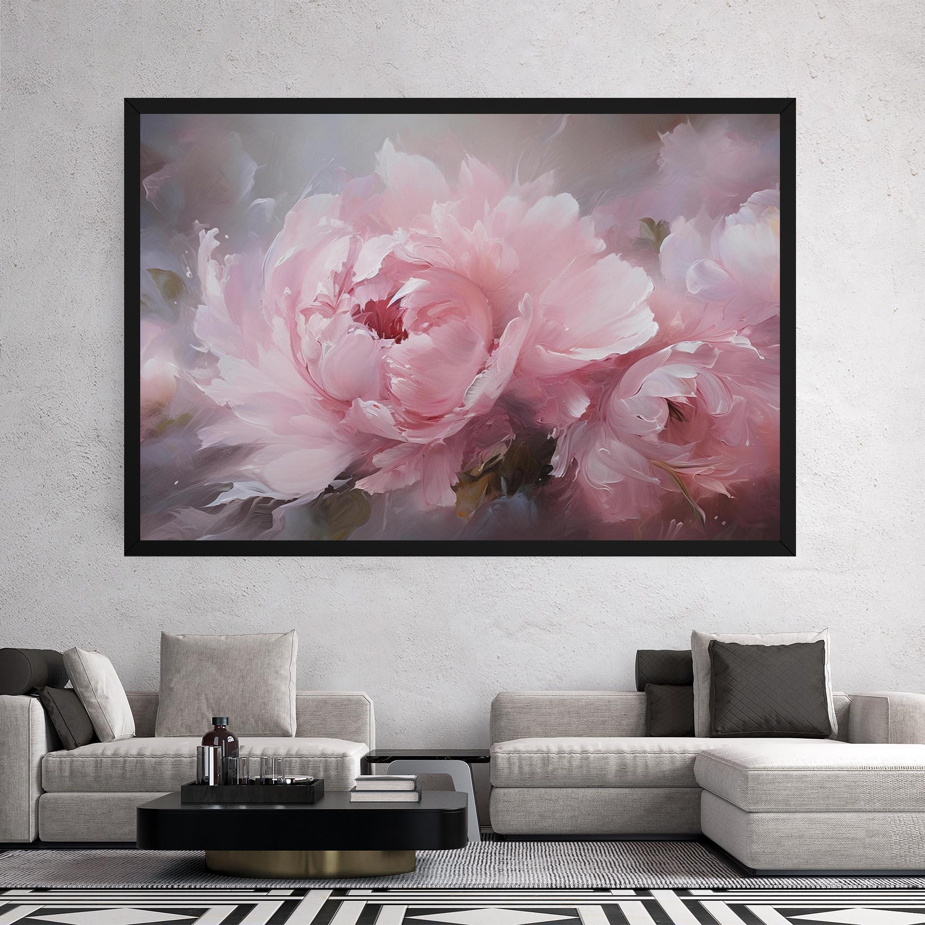 Leinwandbild Dreamy Painting Peony mockup 2