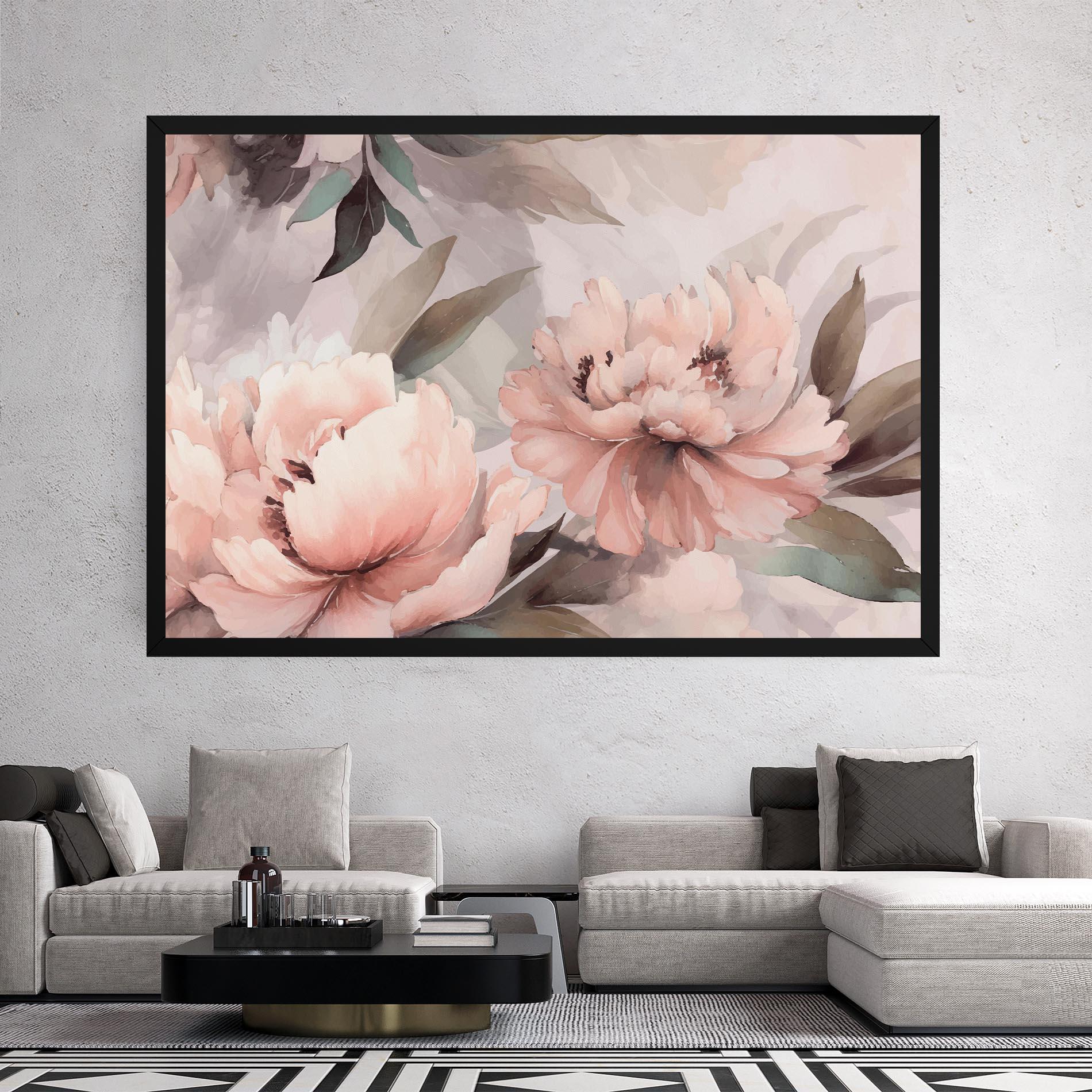 Leinwandbild Dreamy Peony Art mockup 2