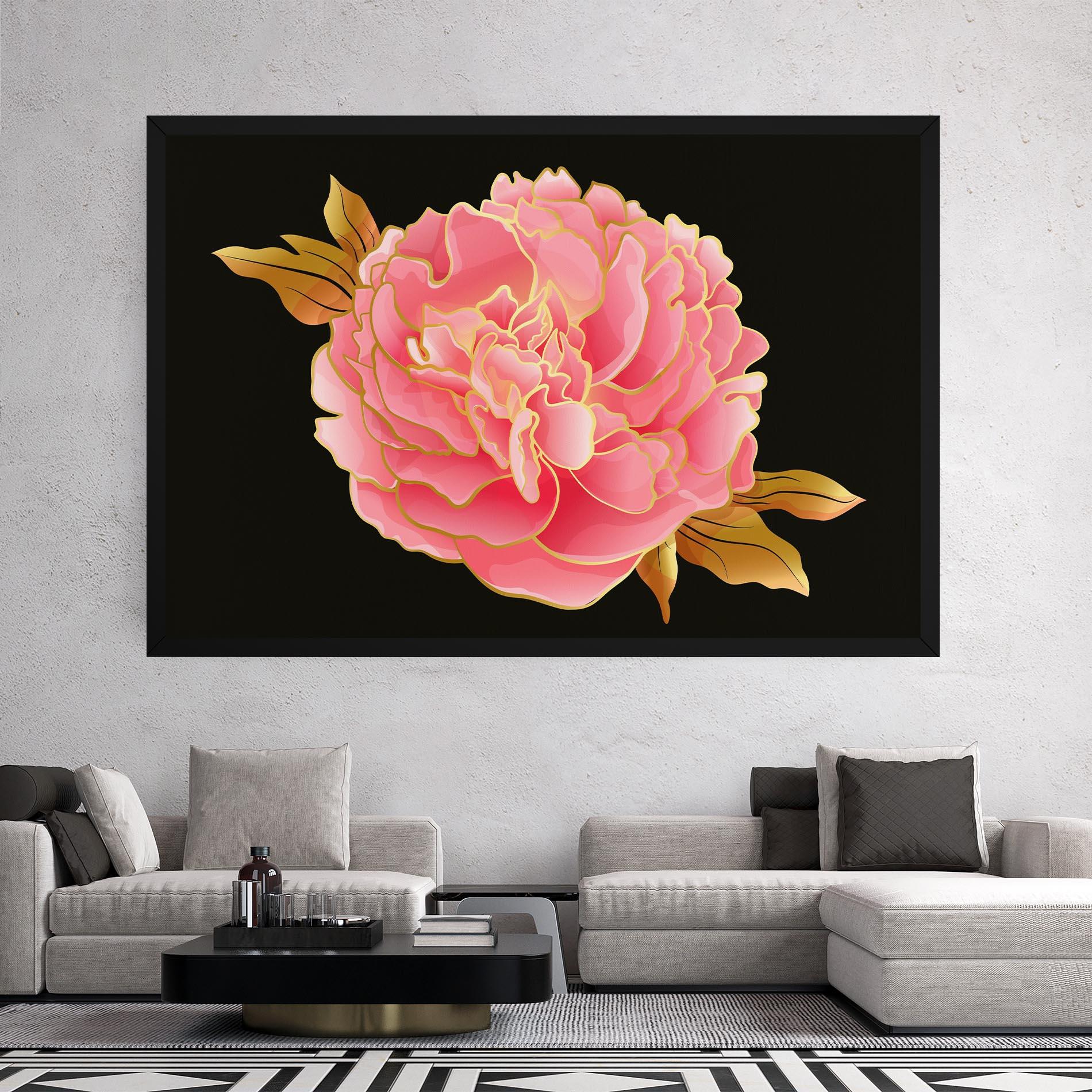 Leinwandbild Gold Pinkk Peony mockup 2
