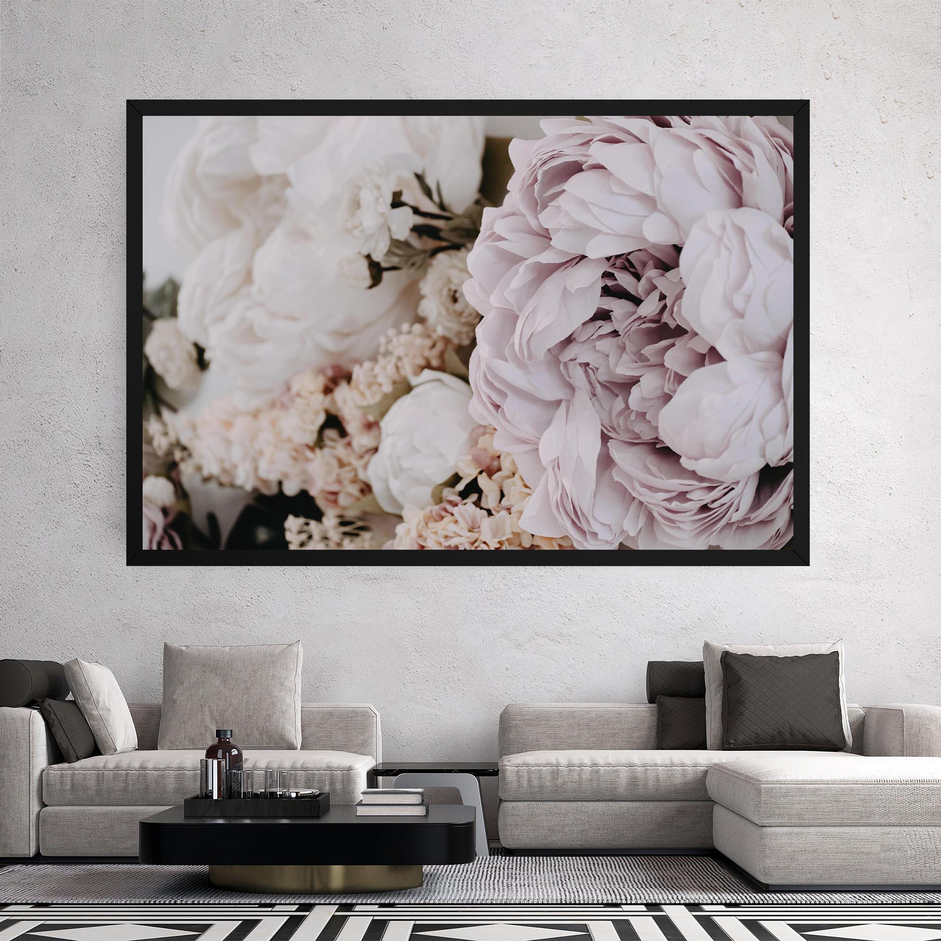 Leinwandbild Grey Peony Bouquet mockup 2