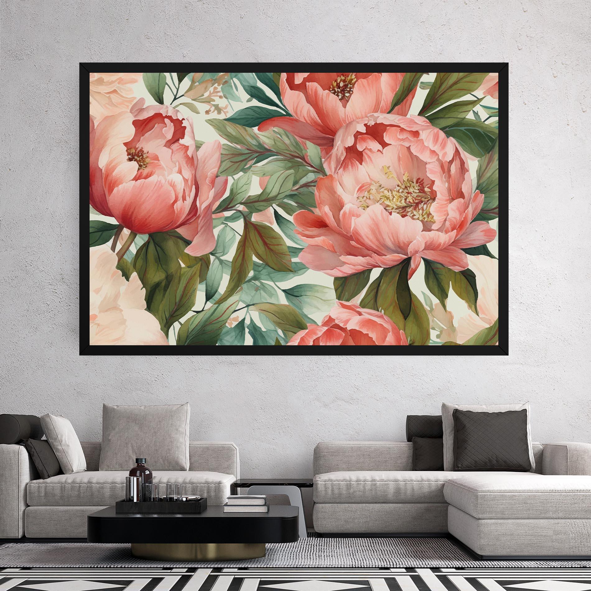 Leinwandbild Light Red Peony mockup 2