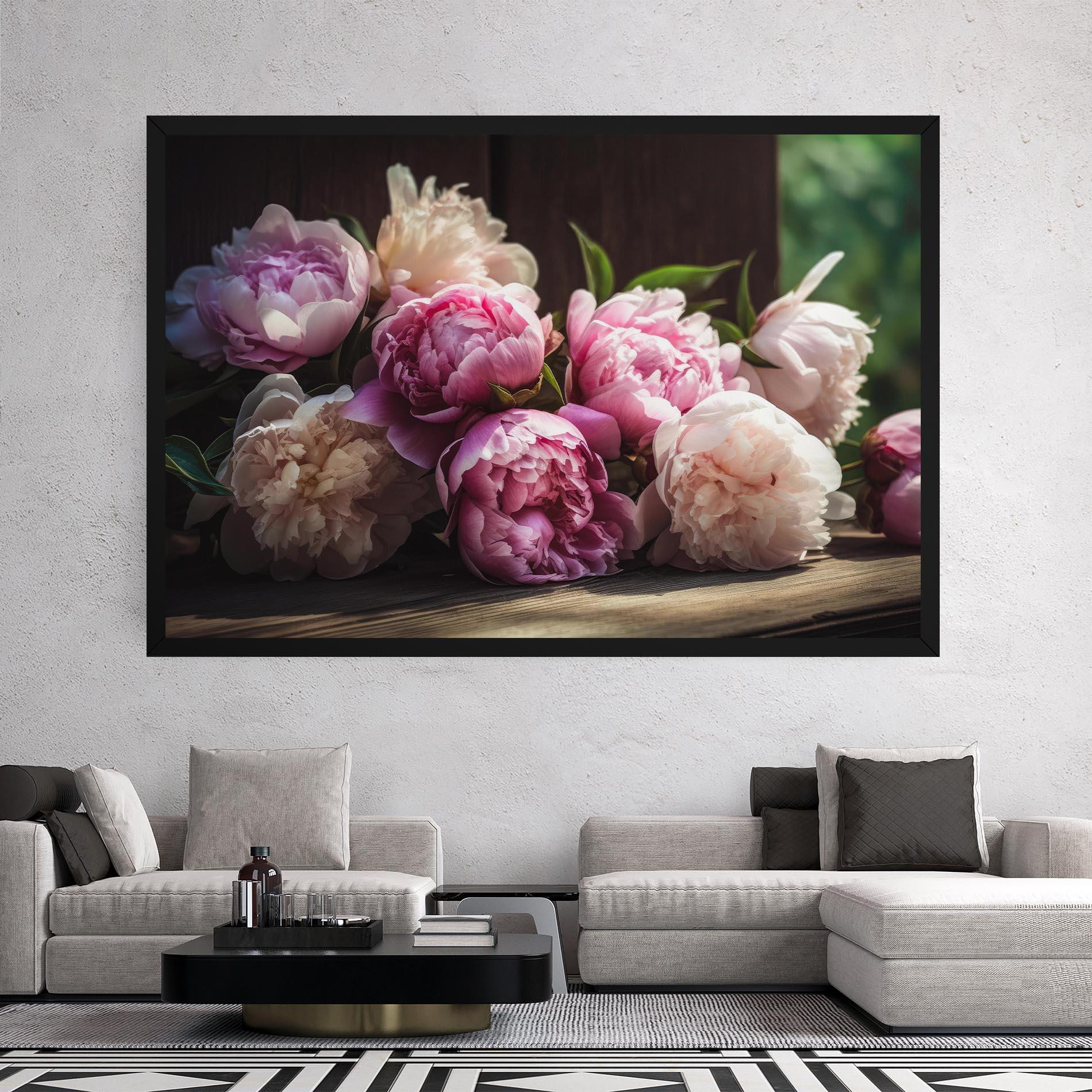 Leinwandbild Peonies On The Table mockup 2