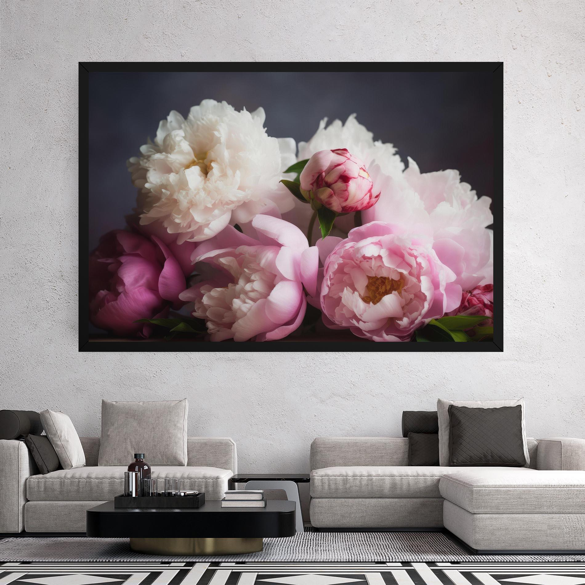 Leinwandbild Peonies With Grey mockup 2