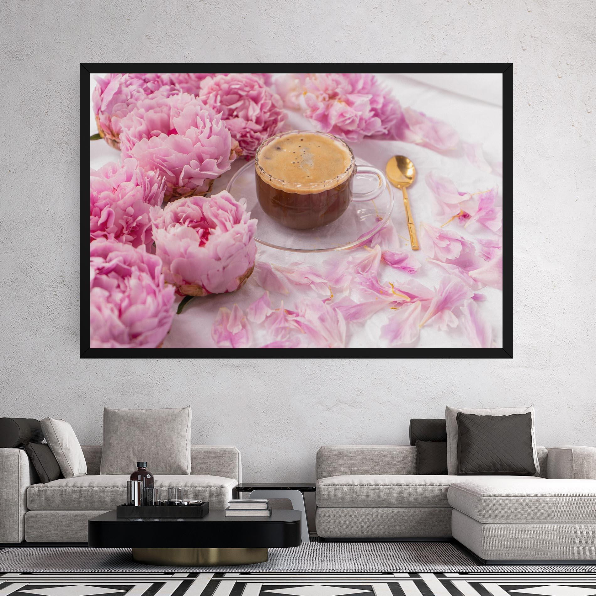 Leinwandbild Peony And Coffee mockup 2