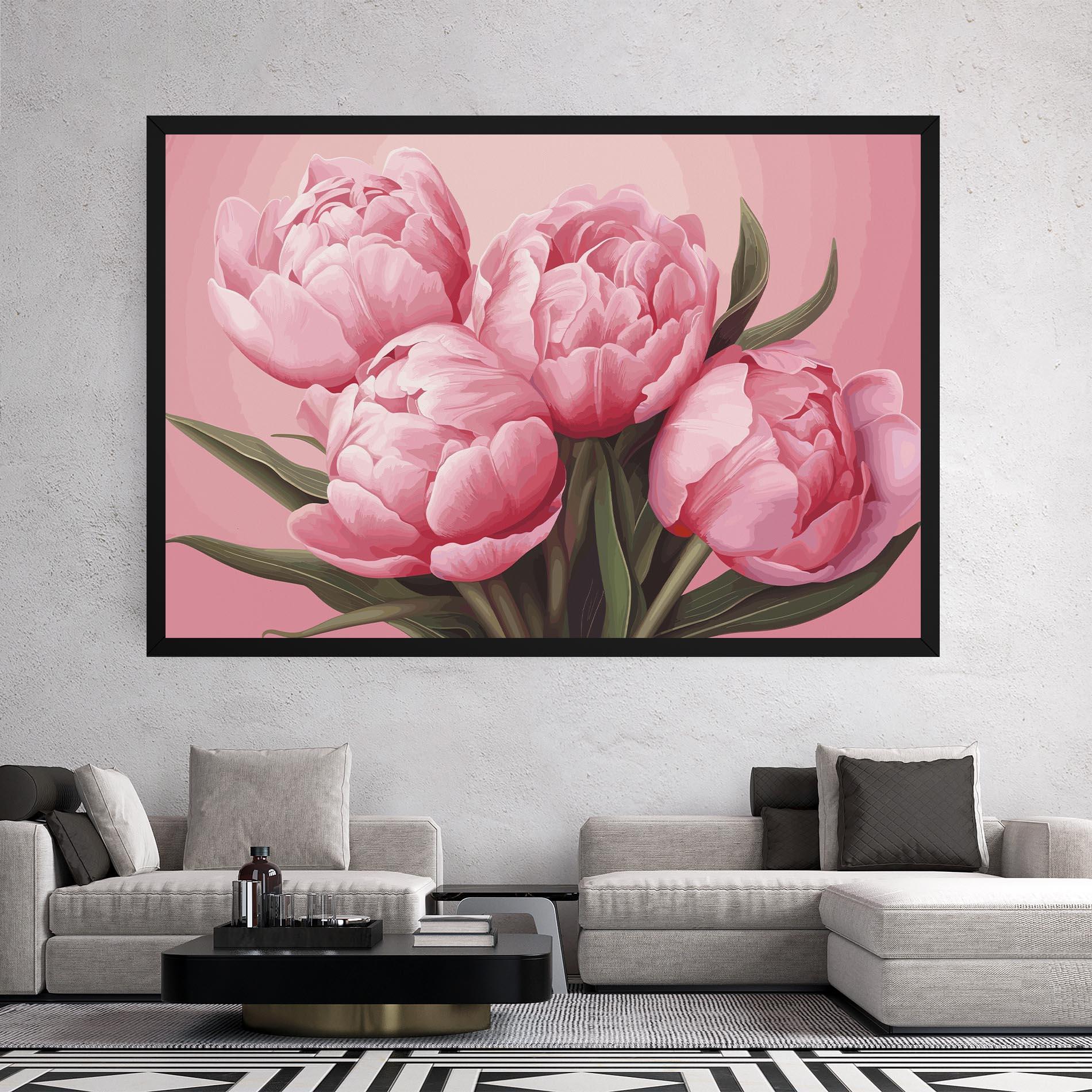 Leinwandbild Peony On Pink mockup 2