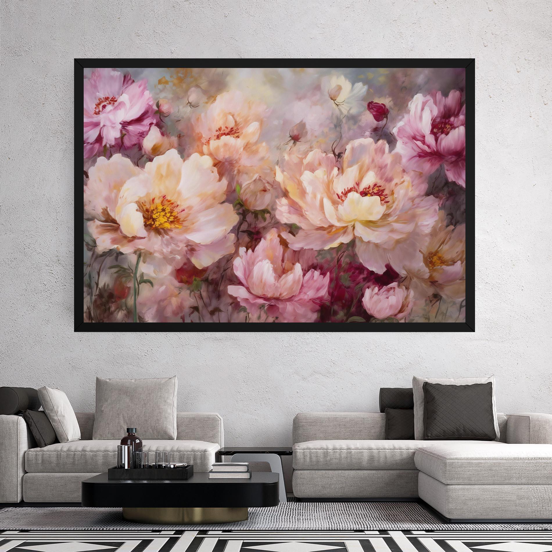 Leinwandbild Peony Painting Art mockup 2