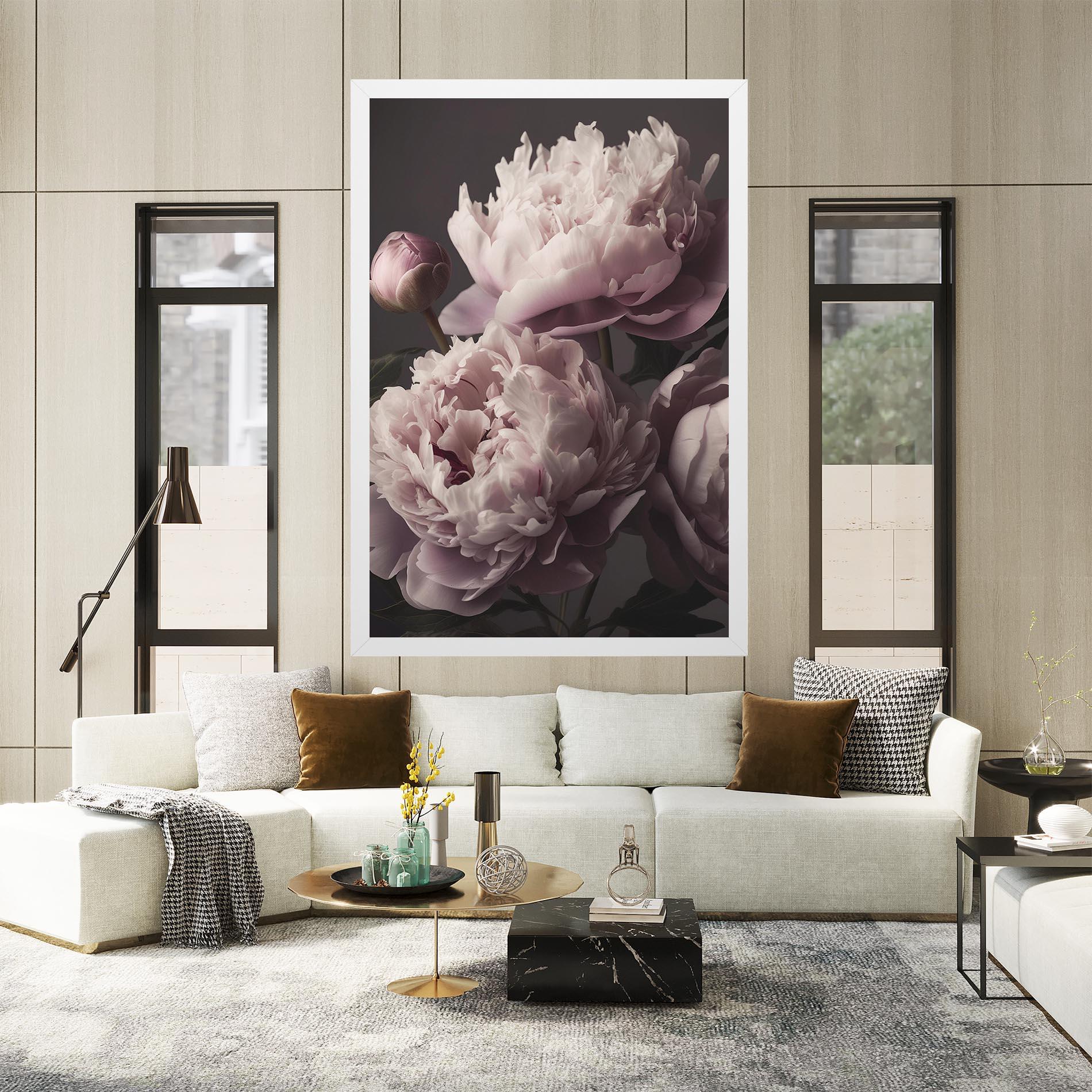 Leinwandbild Grey Pastel Pink Peony mockup 2