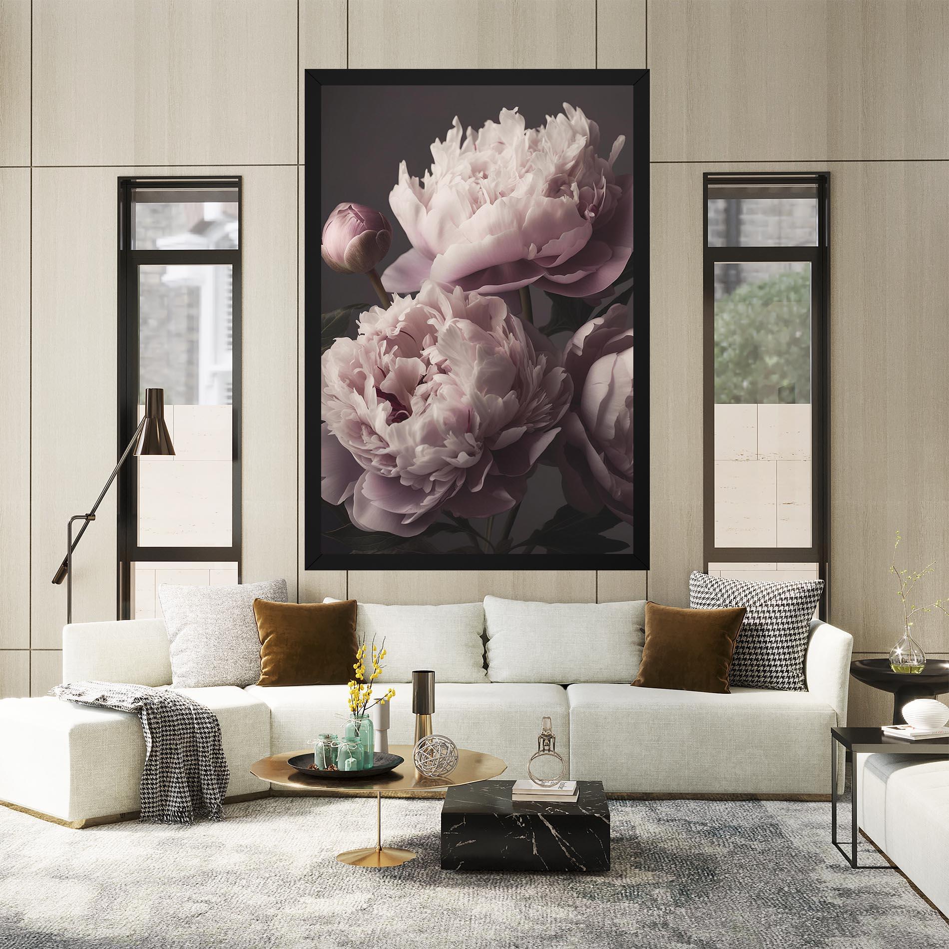 Leinwandbild Grey Pastel Pink Peony mockup 2