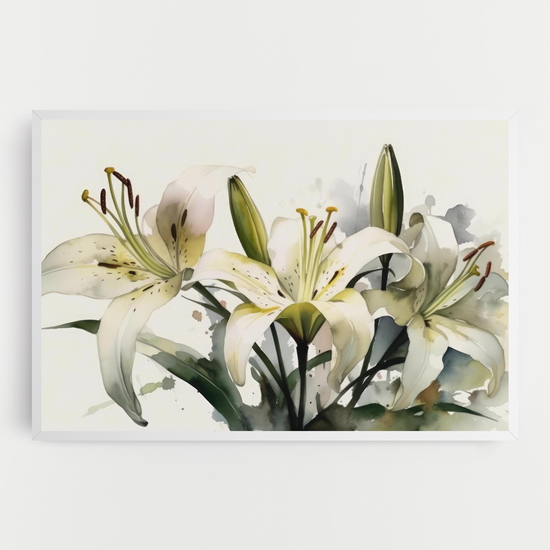 Leinwandbild Cute White Lily Painting mockup 0