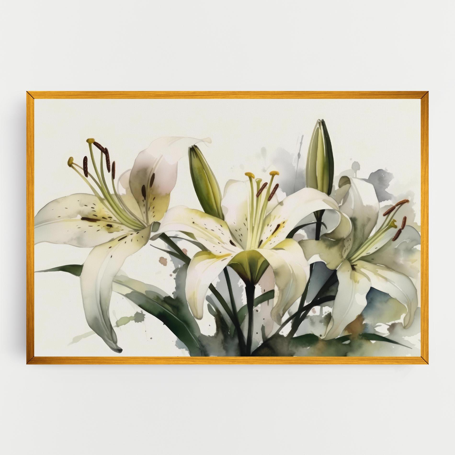 Leinwandbild Cute White Lily Painting mockup 0