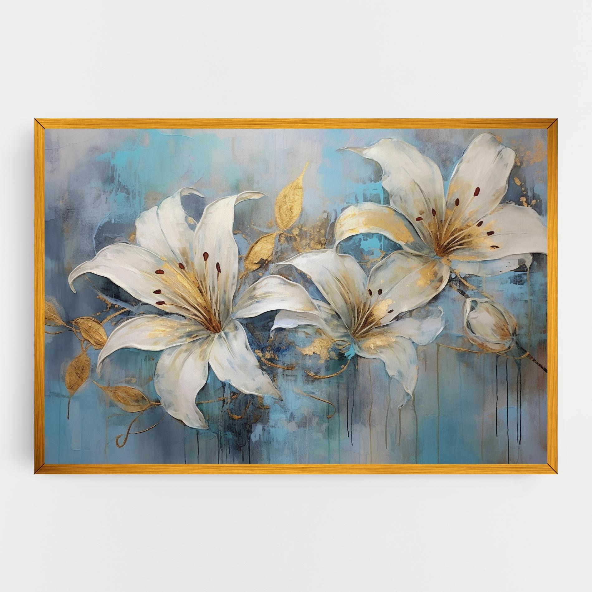 Leinwandbild Lily With Gold Painting mockup 0