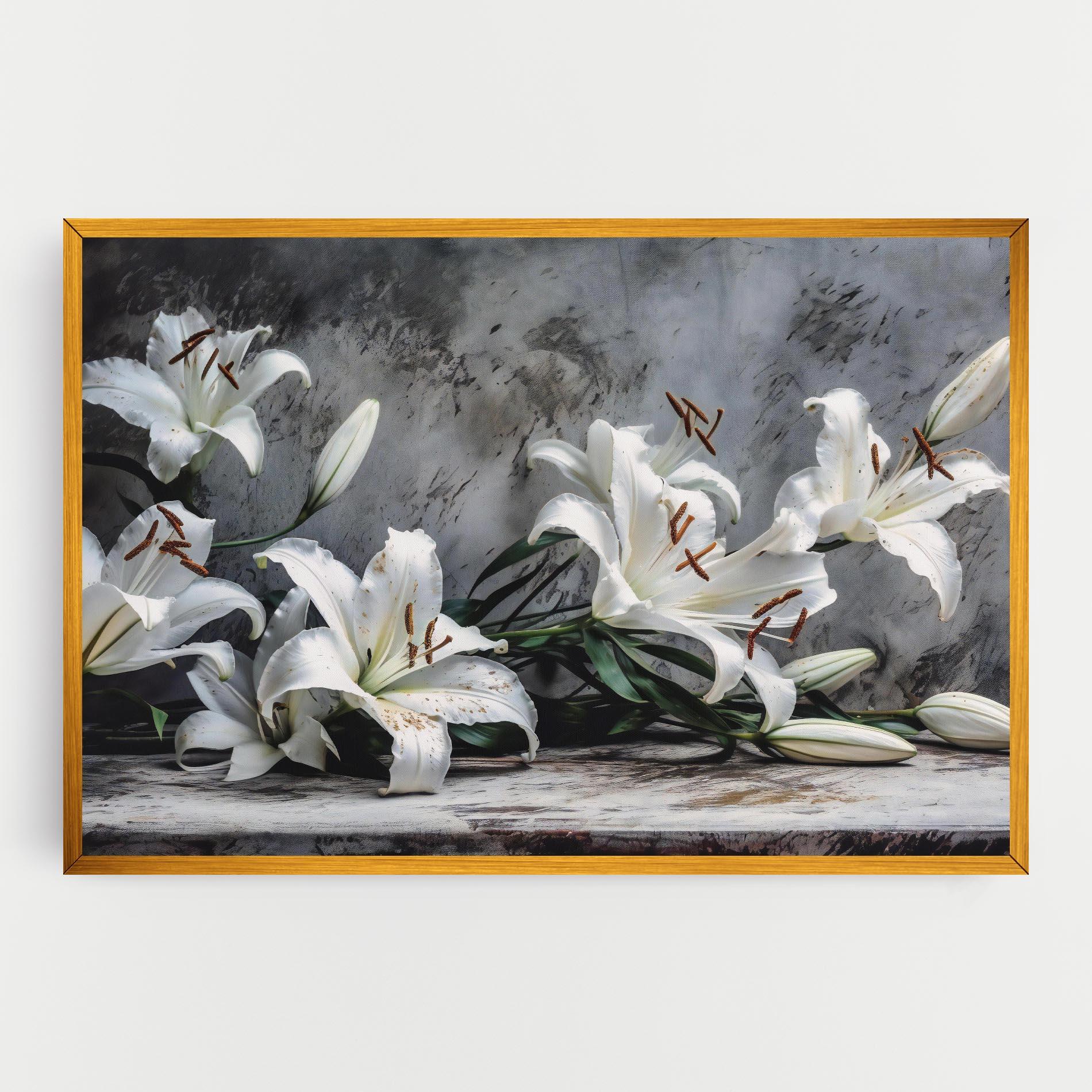 Leinwandbild White Pretty Lily On Grey mockup 0