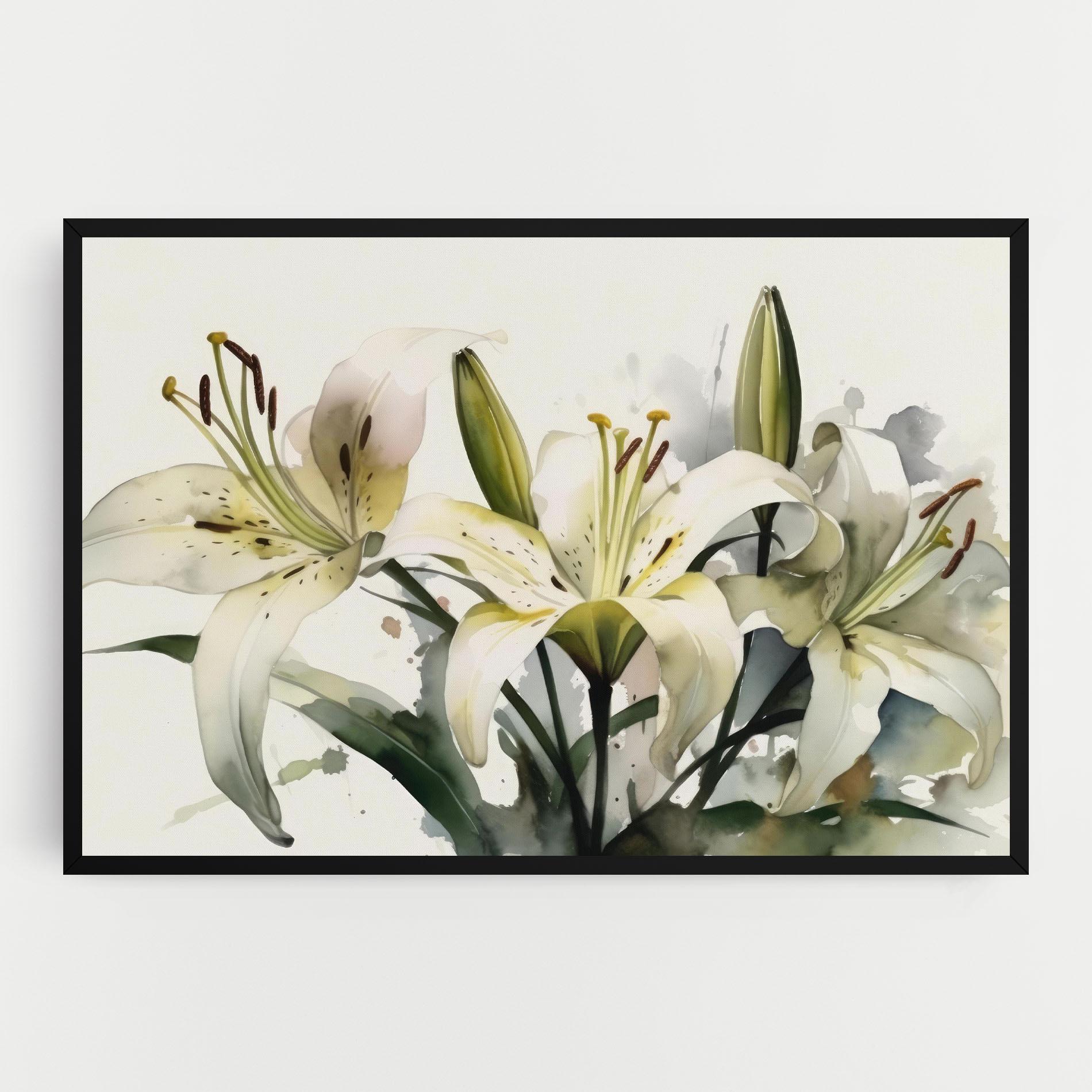 Leinwandbild Cute White Lily Painting mockup 0