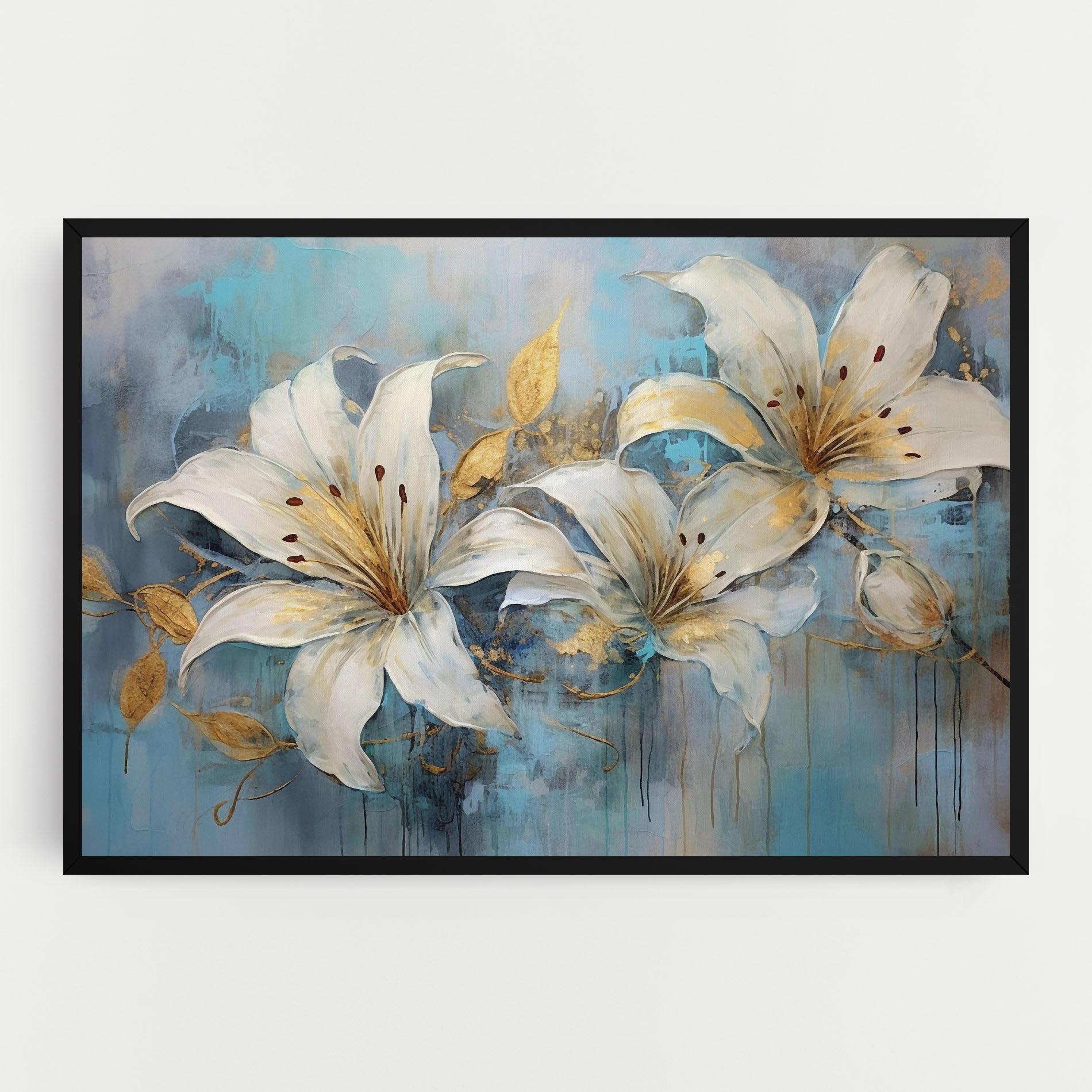 Leinwandbild Lily With Gold Painting mockup 0