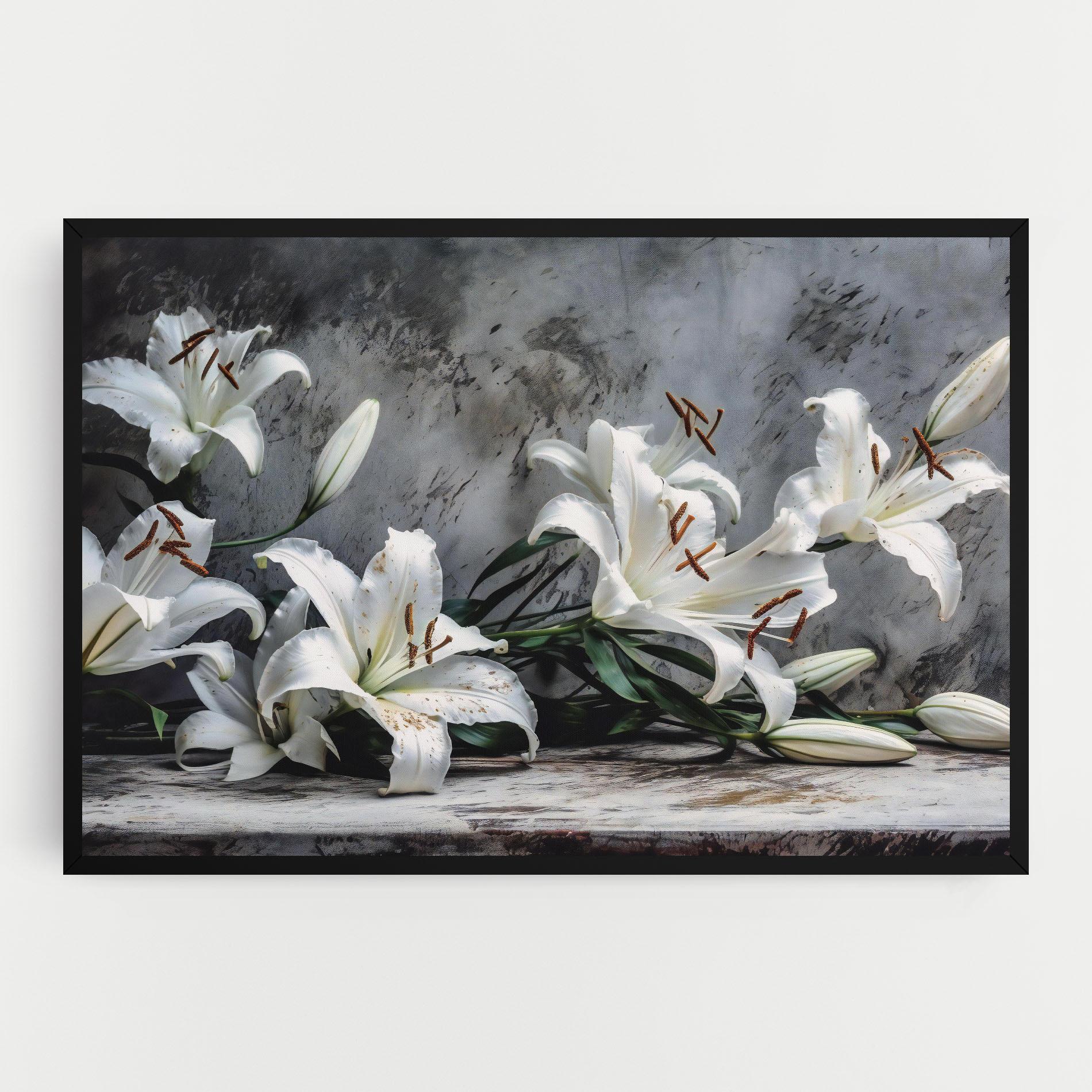 Leinwandbild White Pretty Lily On Grey mockup 0
