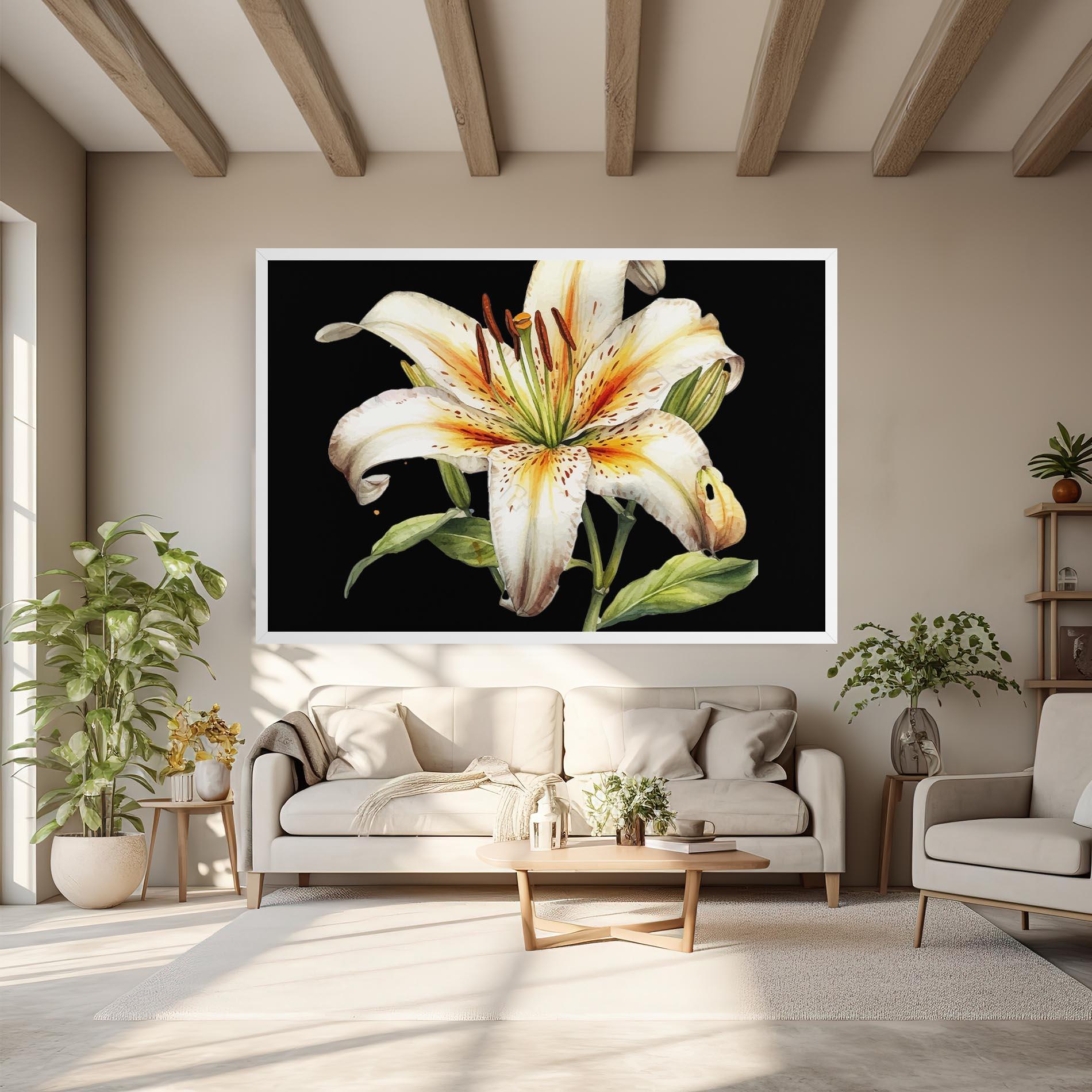 Leinwandbild Beautiful White Lily mockup 6