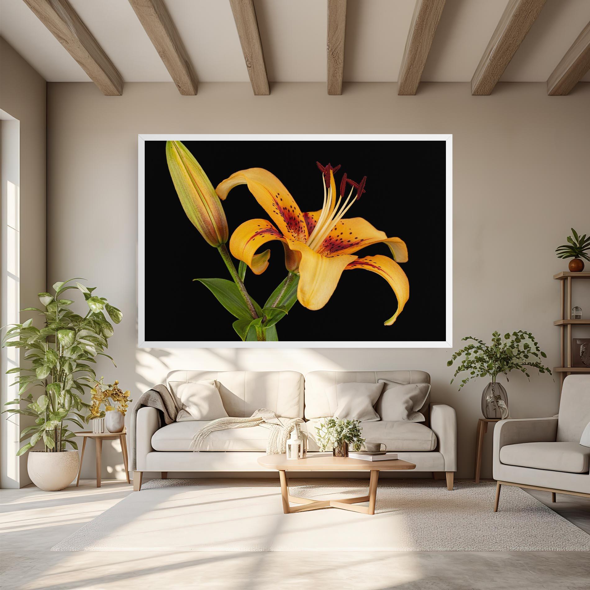 Leinwandbild Beautiful Yellow Lily mockup 6