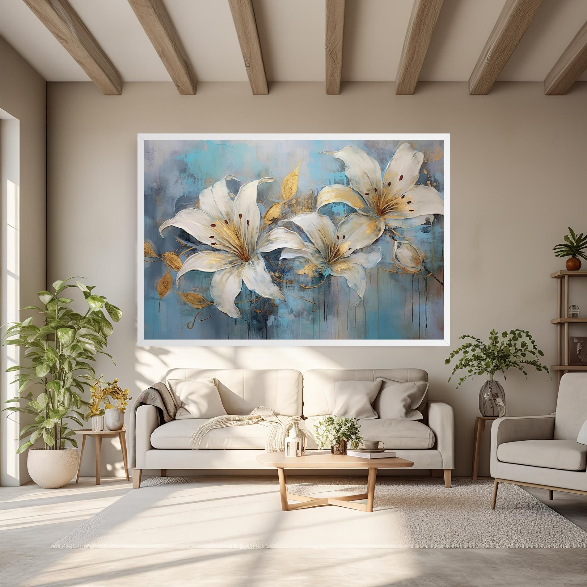 Lily With Gold Painting mockup 6