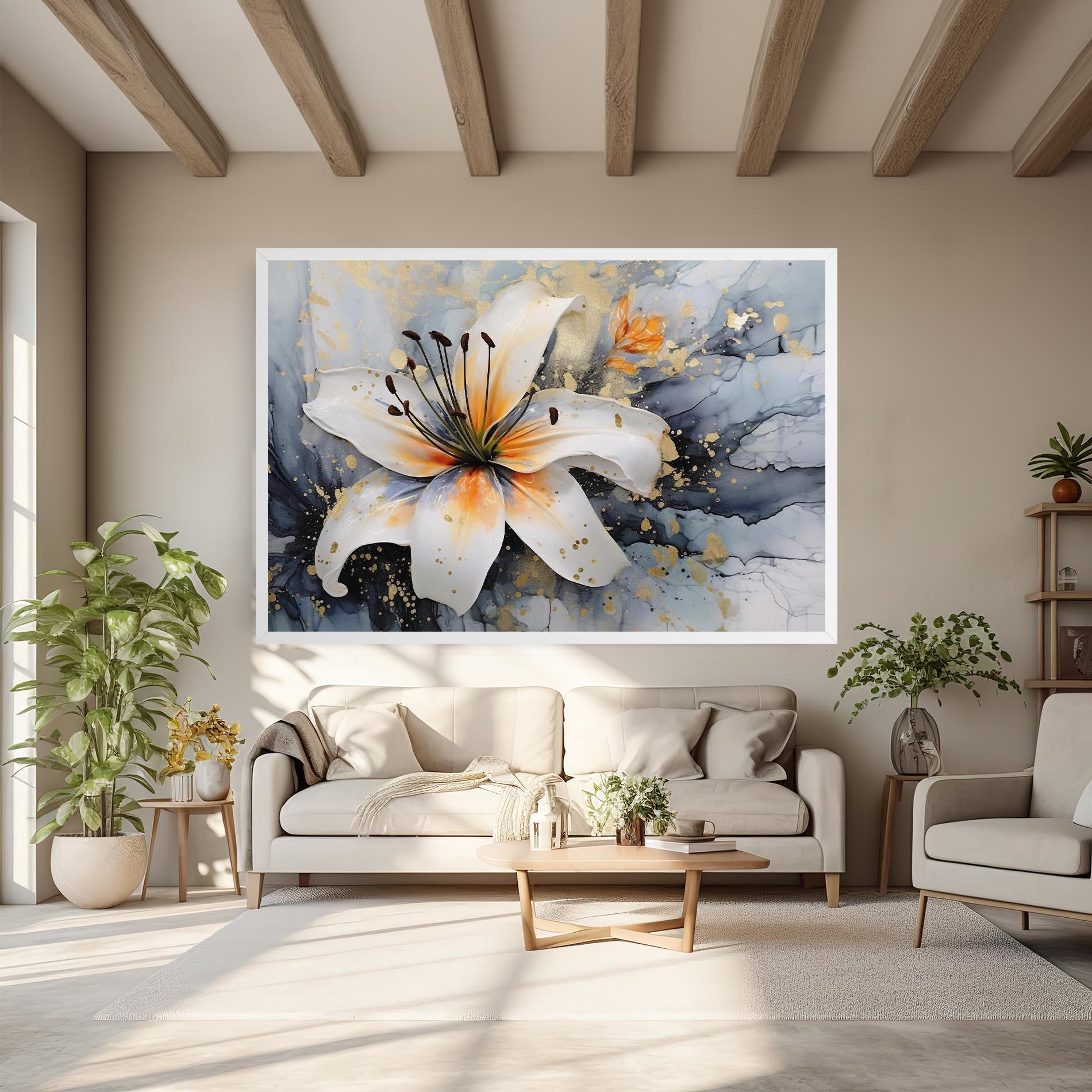 Leinwandbild Lily With Orange Painting mockup 6