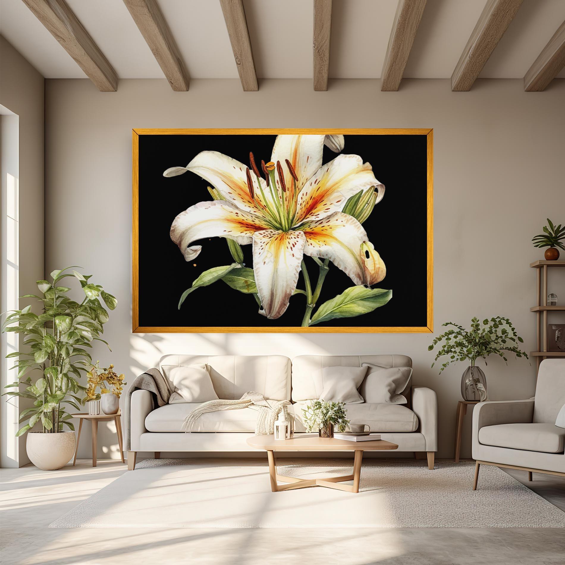 Leinwandbild Beautiful White Lily mockup 6