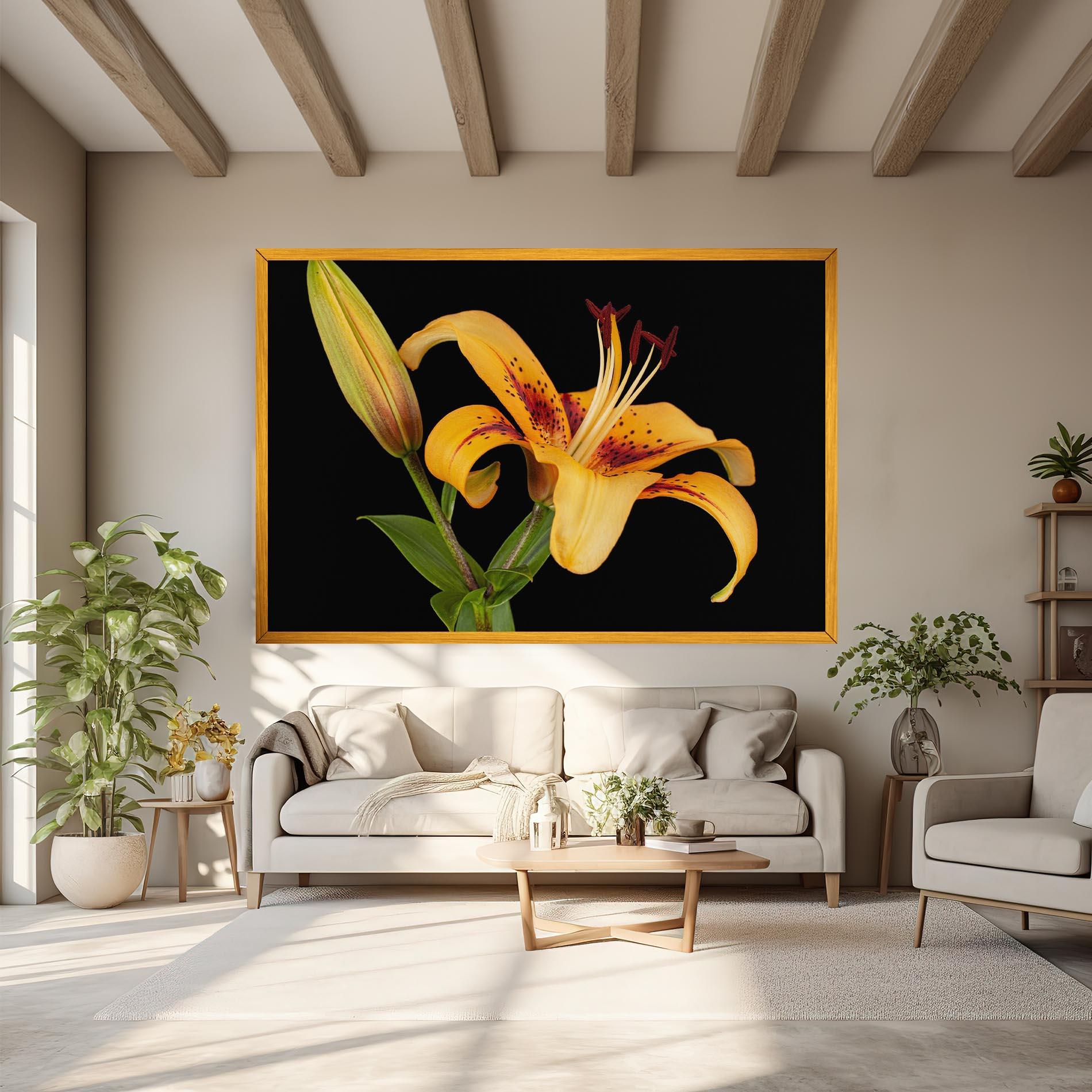 Leinwandbild Beautiful Yellow Lily mockup 6
