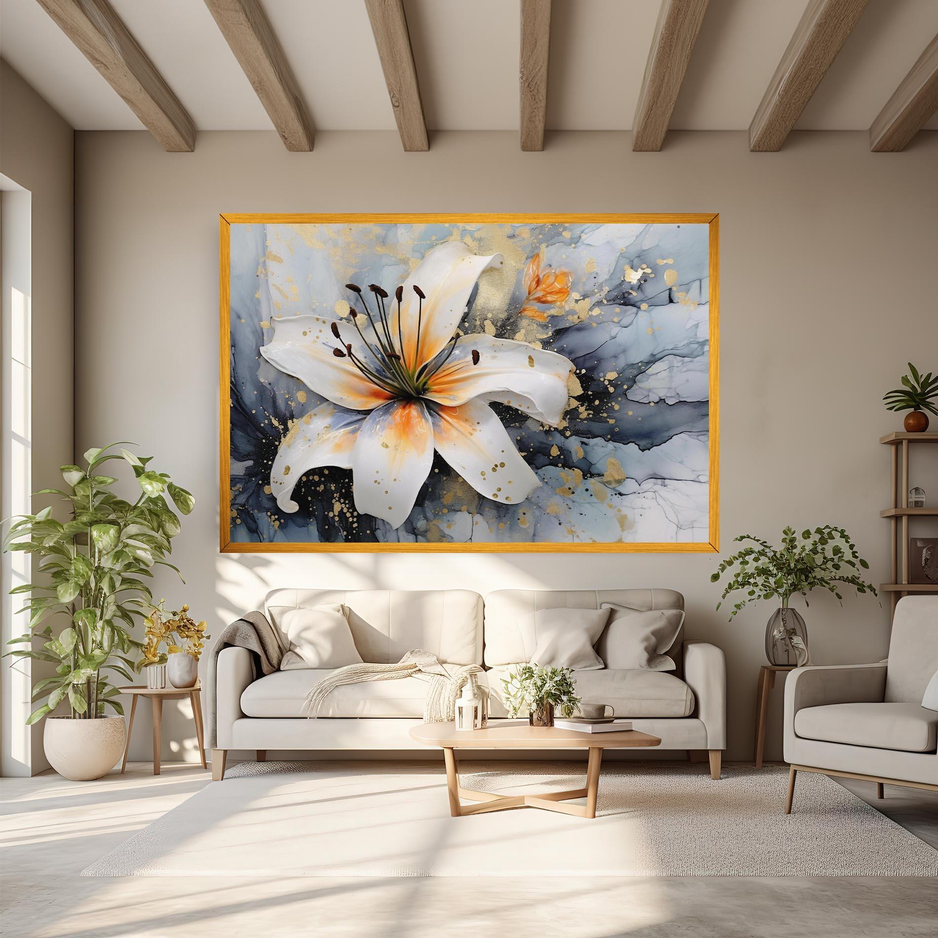Leinwandbild Lily With Orange Painting mockup 6