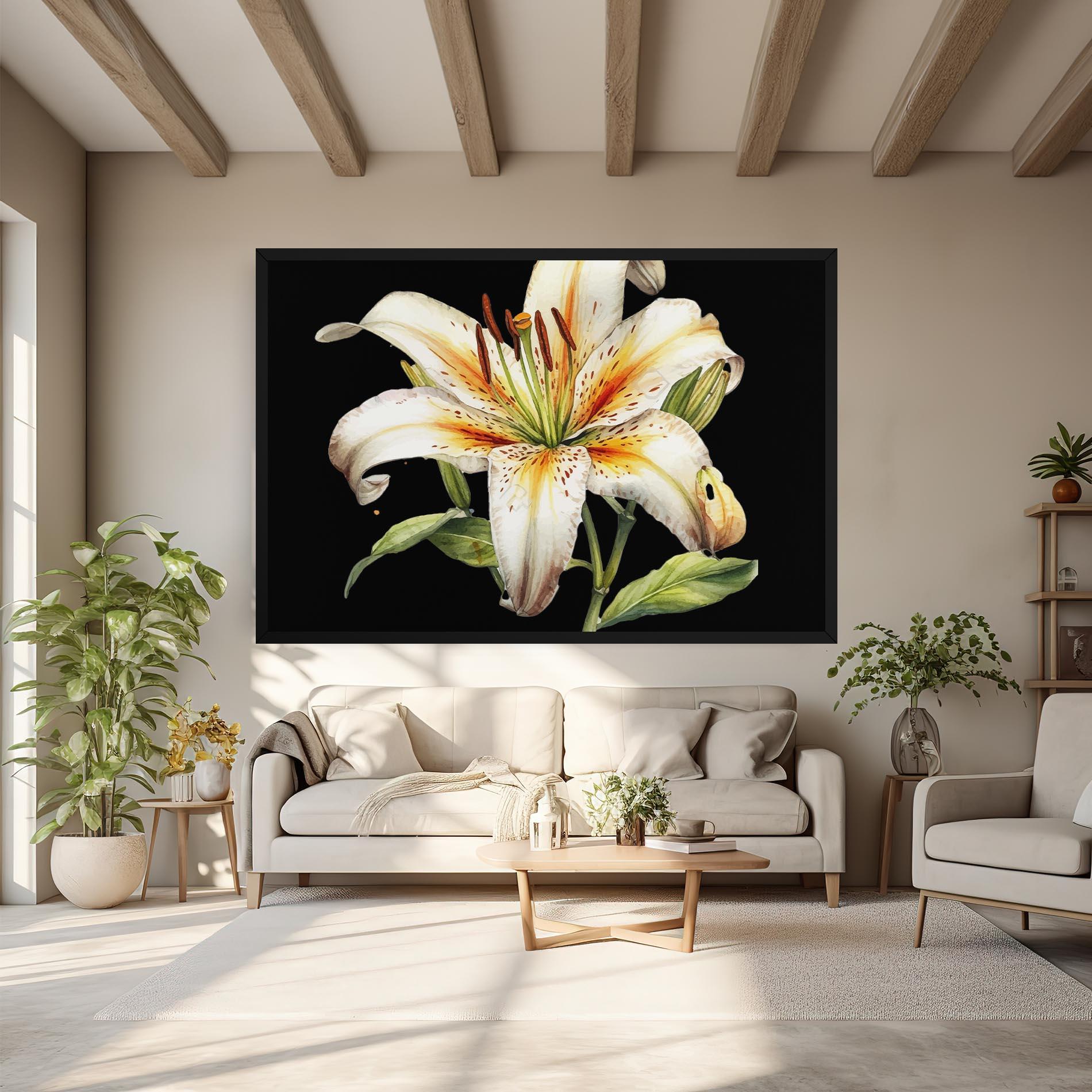 Leinwandbild Beautiful White Lily mockup 6