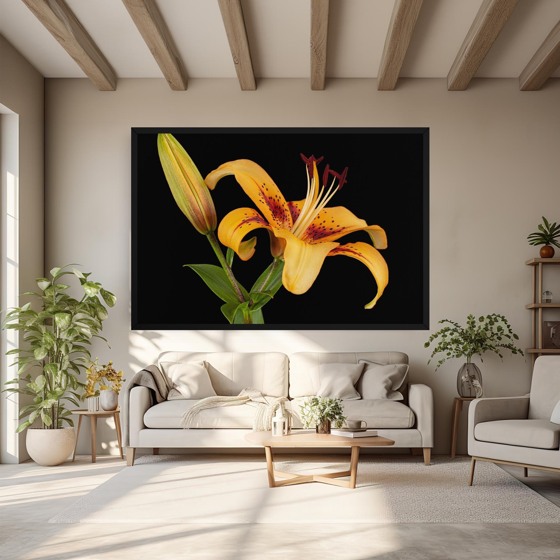 Leinwandbild Beautiful Yellow Lily mockup 6