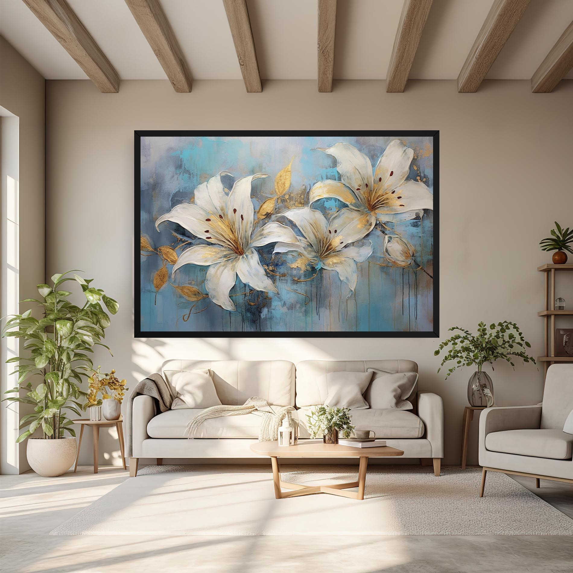 Leinwandbild Lily With Gold Painting mockup 6