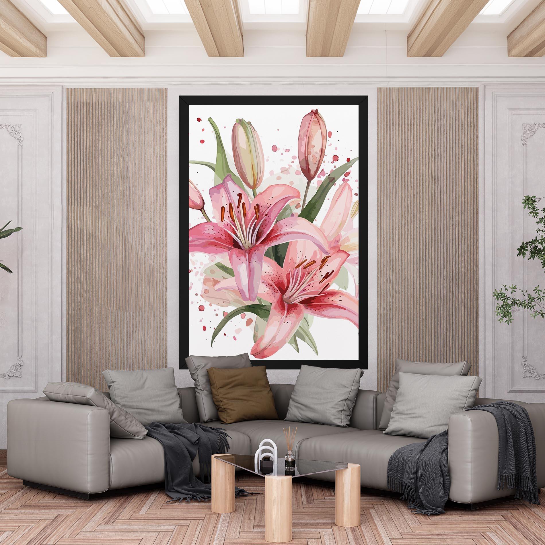 Leinwandbild Beautiful Pink Lily mockup 6