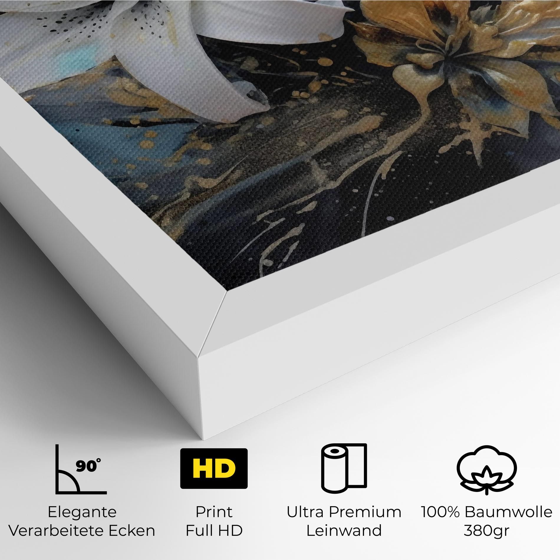 Lily On Blue Painting mockup 4